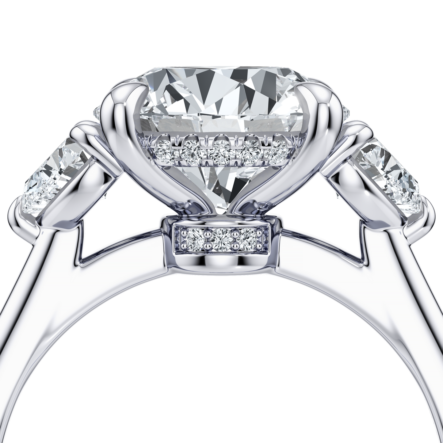 Chelsea Heart Cushion Three Stone Lab Diamond Engagement Ring - view 4