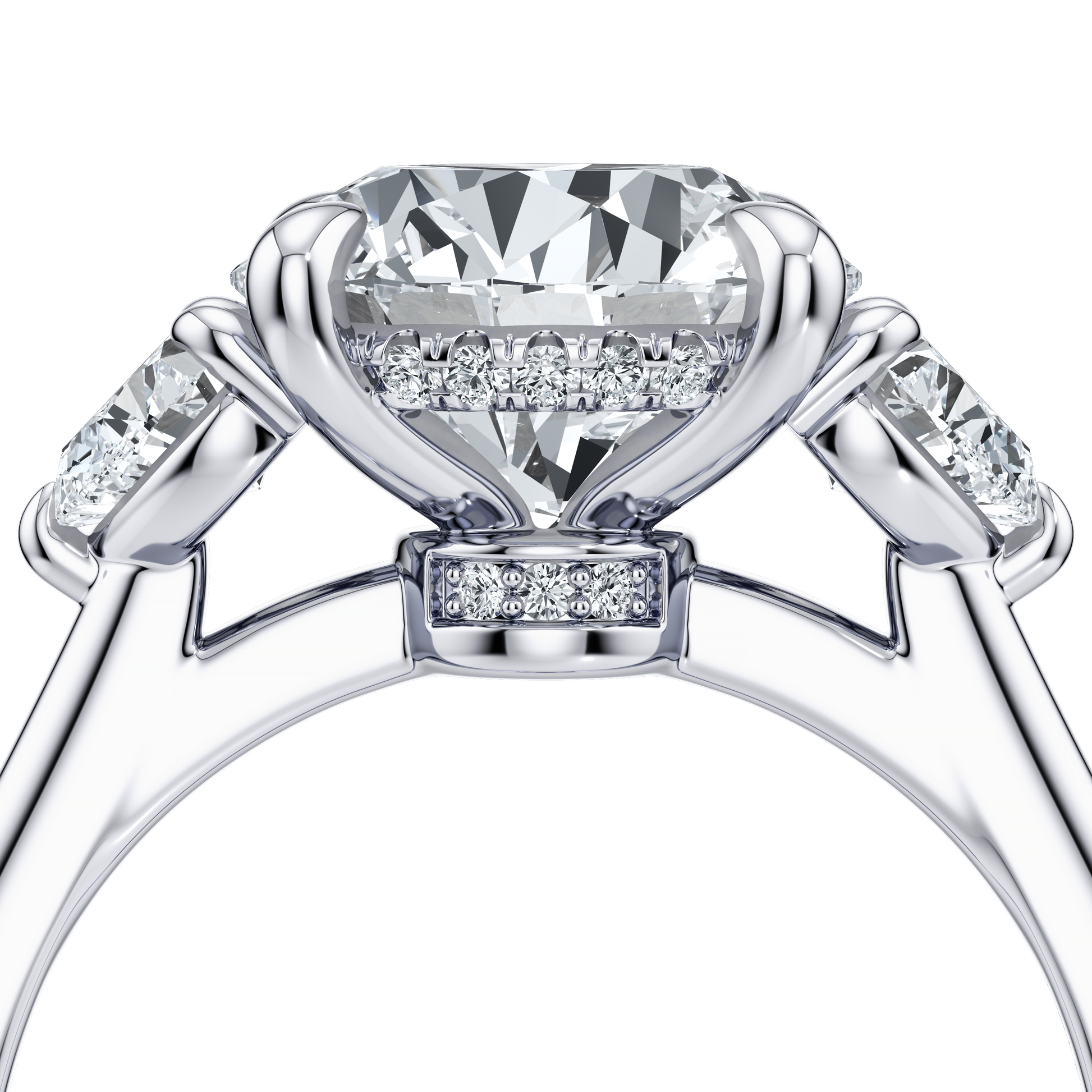 Chelsea Heart Cushion Three Stone Lab Diamond Engagement Ring - view 4