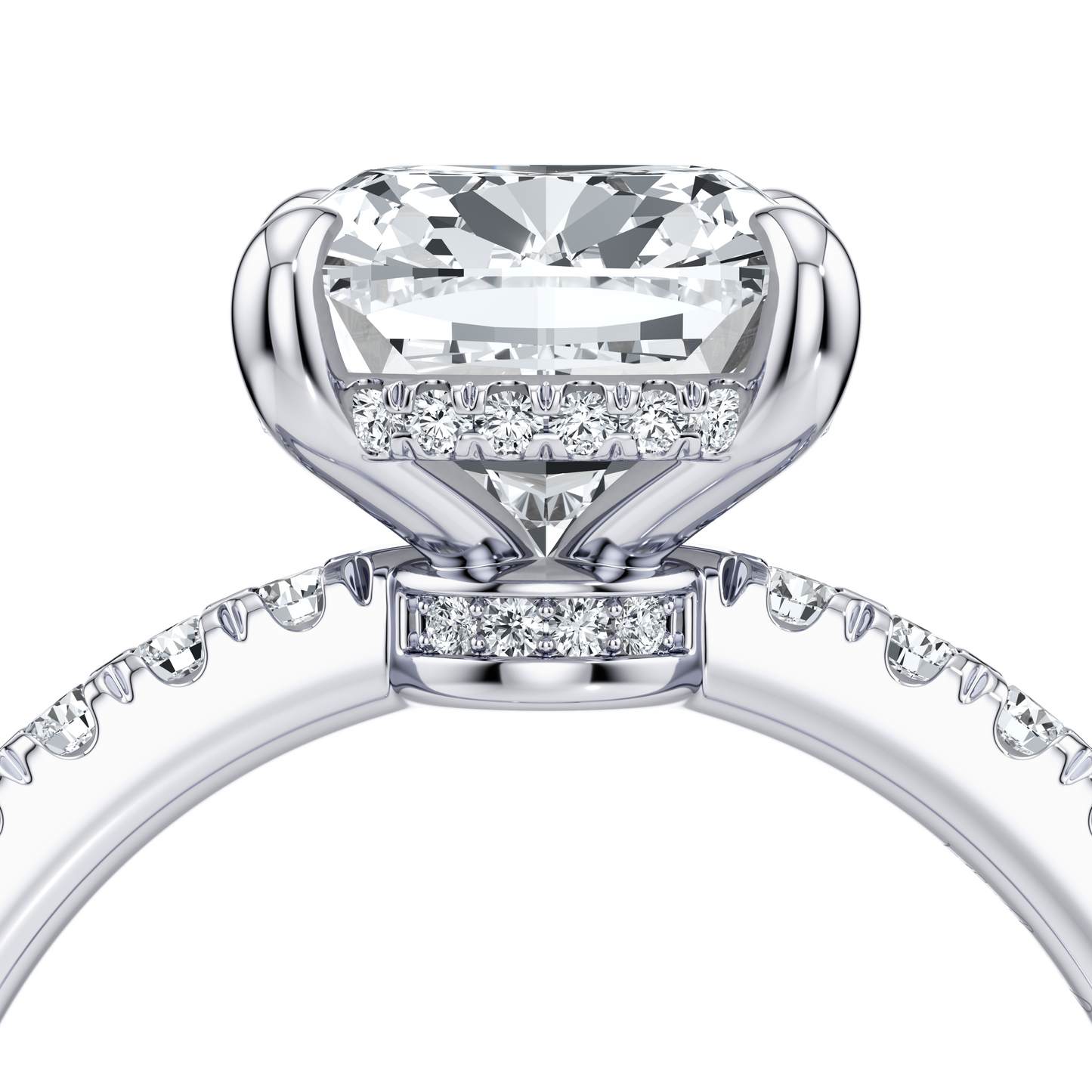 Audrey Antique Cushion Shape Solitaire Lab Diamond Engagement Ring - view 8