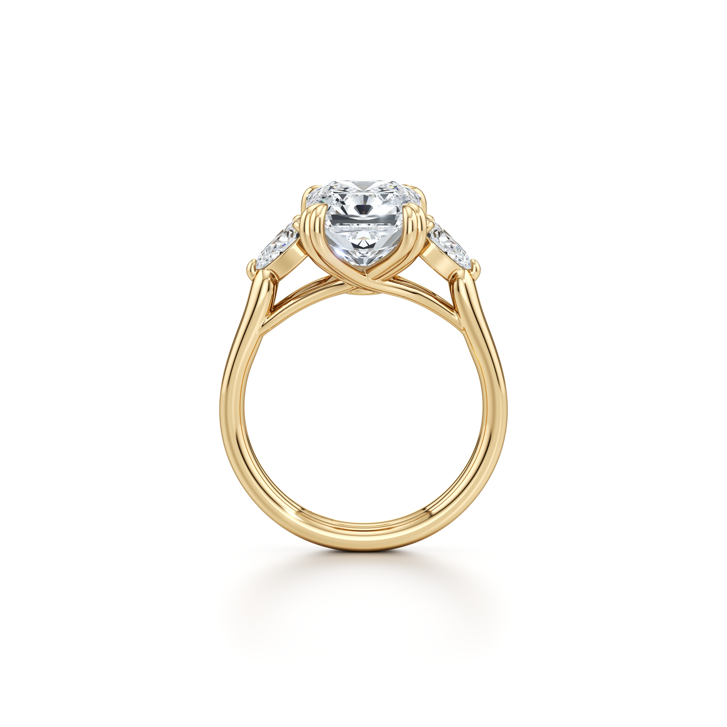 Elle Radiant Three Stone Lab Pink Diamond Engagement Ring - view 9