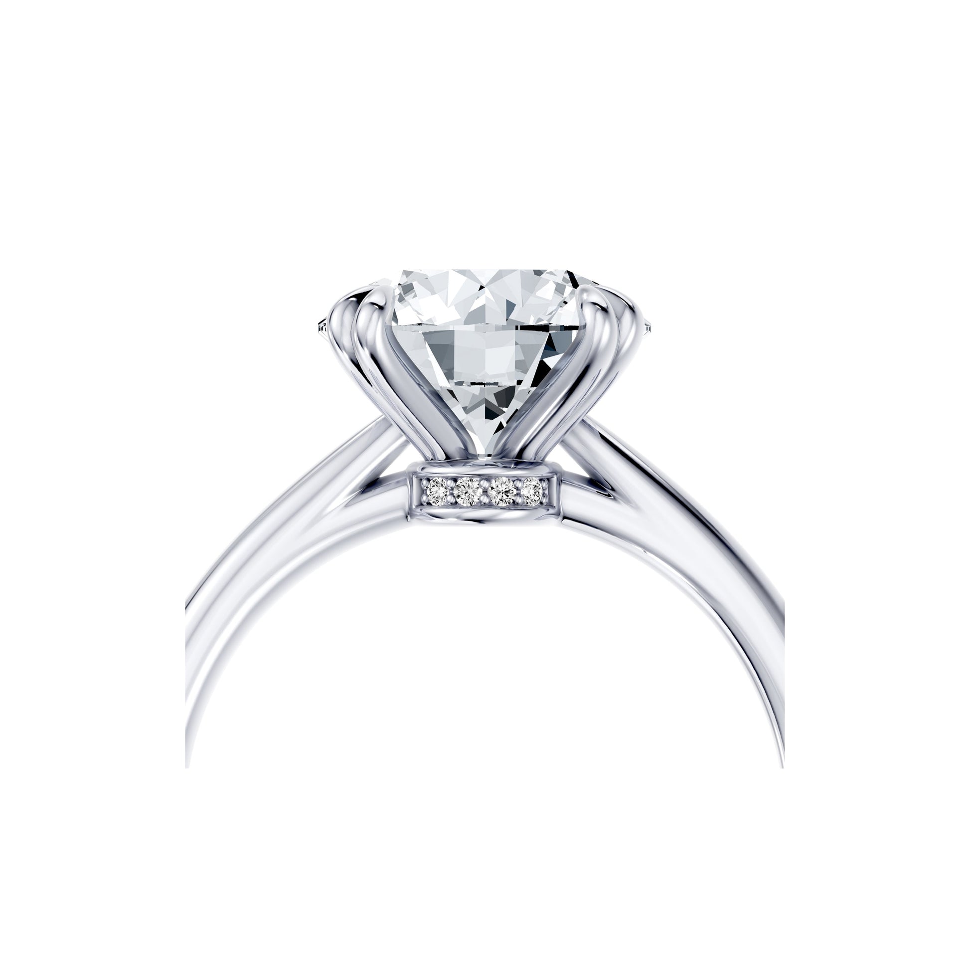 Chelsea Signature Double Prong Round Lab Diamond Engagement Ring - view 4