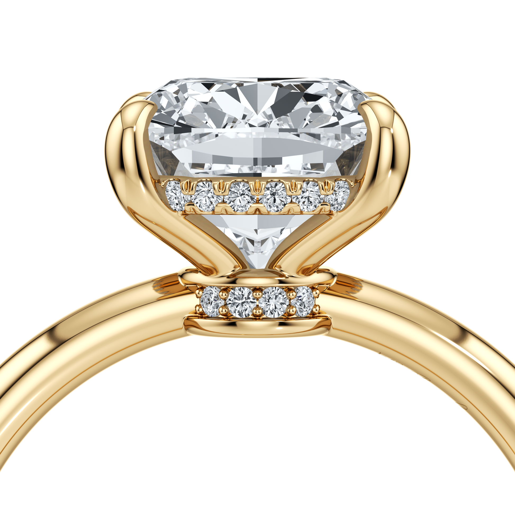 Audrey Bezel Antique Cushion Solitaire Lab Diamond Engagement Ring - view 12