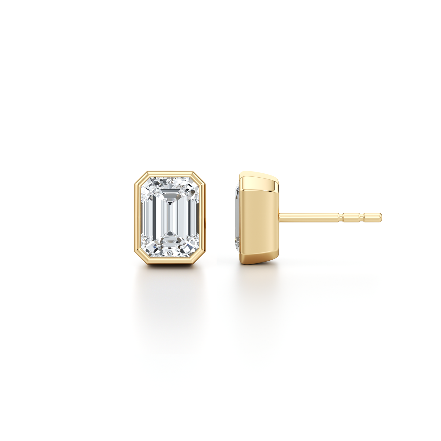 Bezel Set Lab Diamond Emerald Studs - view 5