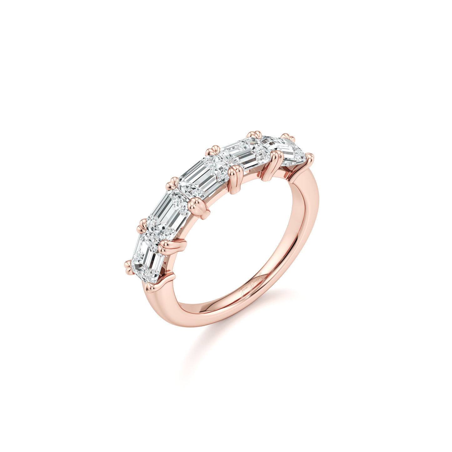 Elle 5-Stone East-West Emerald Lab Diamond Band - view 5