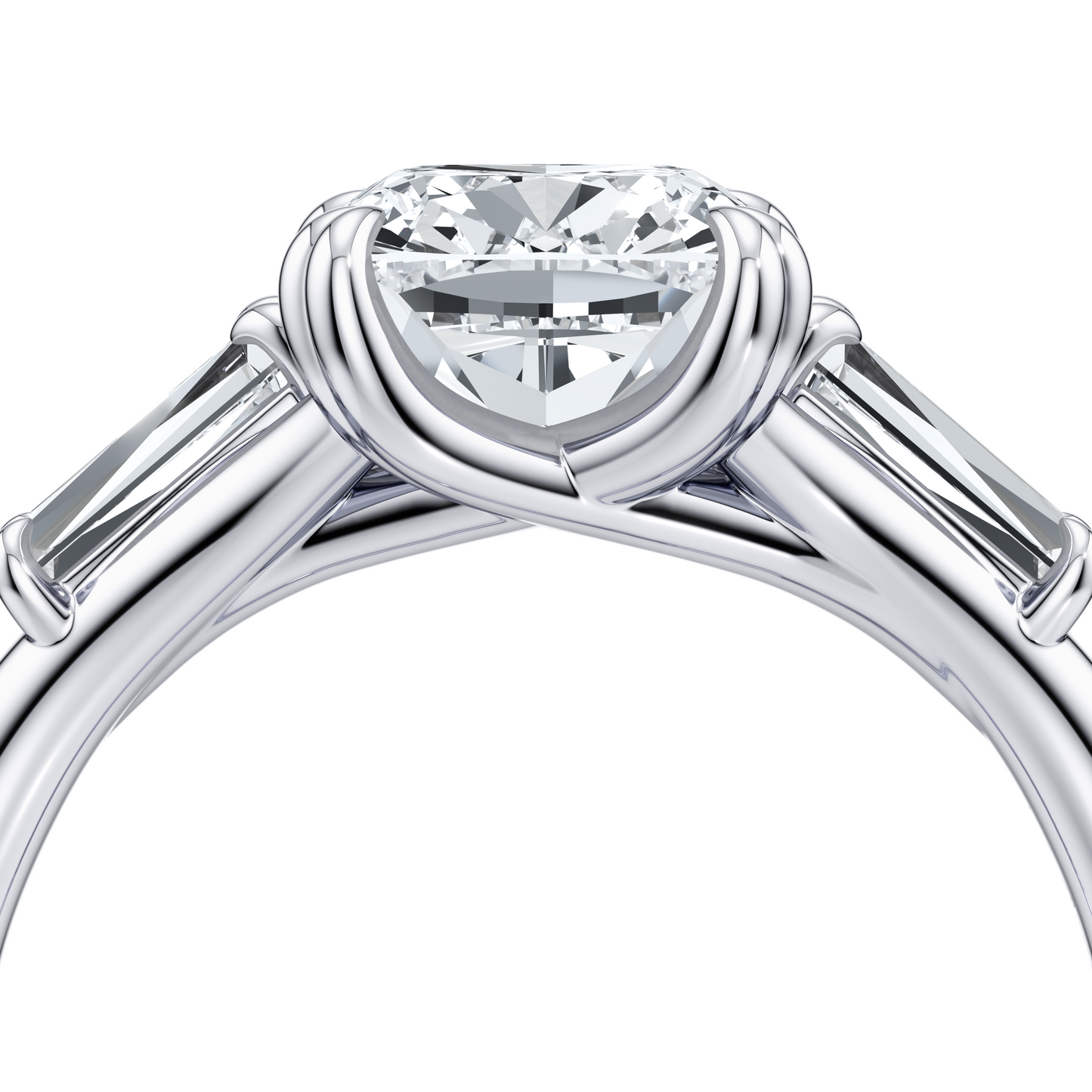 Jane Radiant Three Stone Engagement Ring - view 5