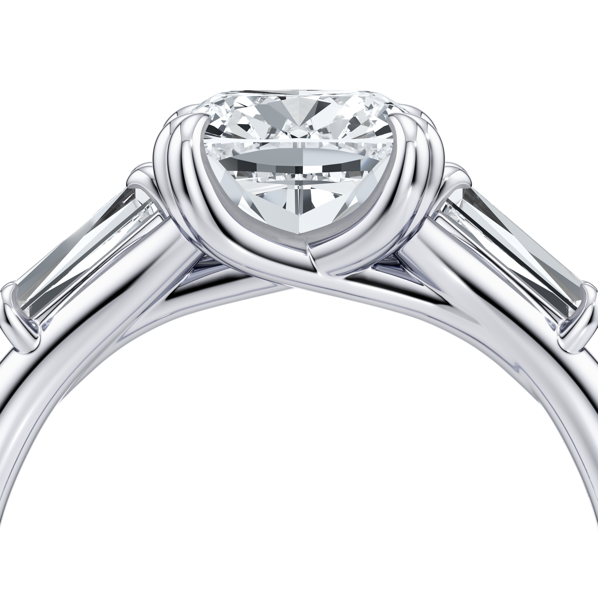 Jane Radiant Three Stone Engagement Ring - view 5