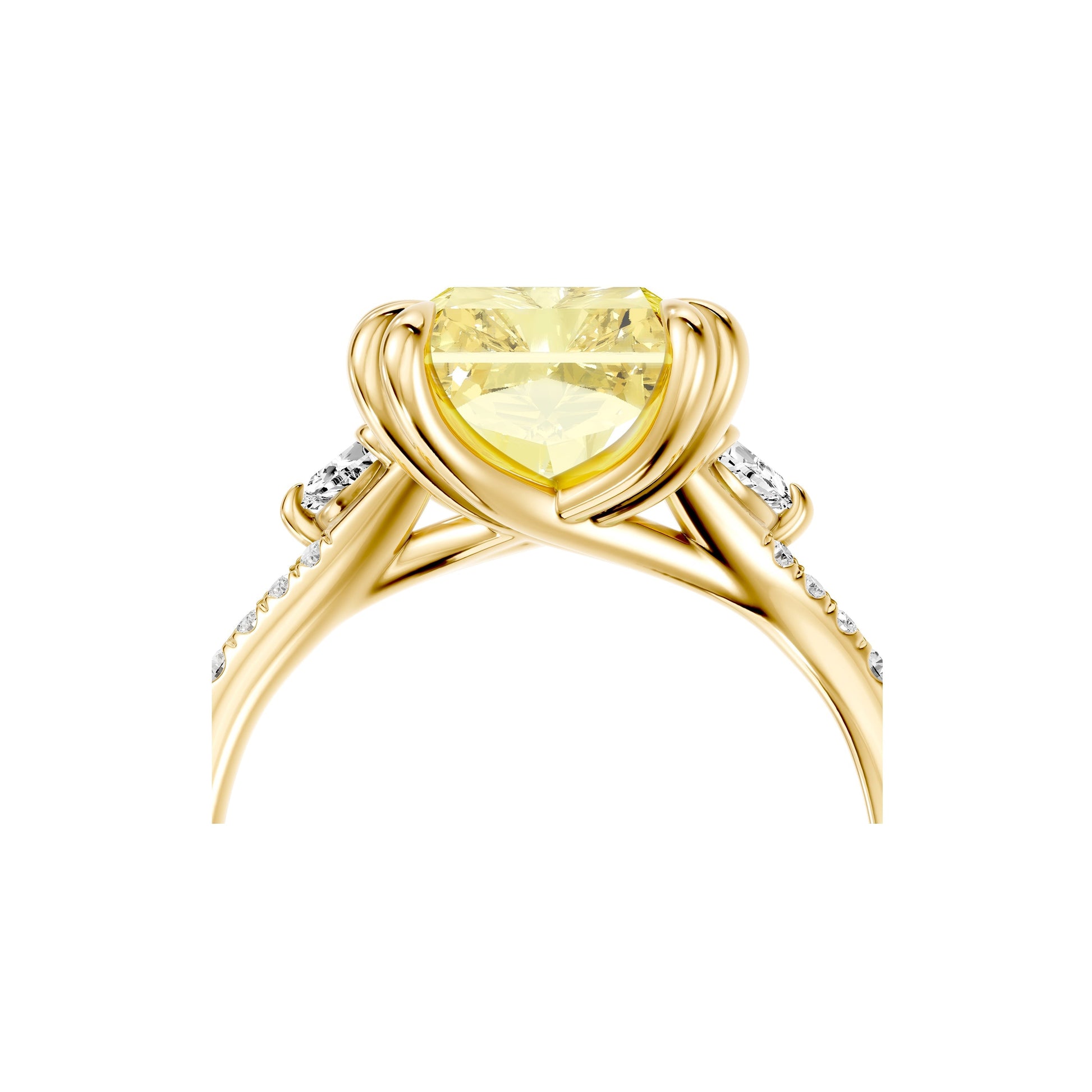 High Jewelry | Jane Radiant Yellow Diamond Three Stone Engagement Ring - view 10