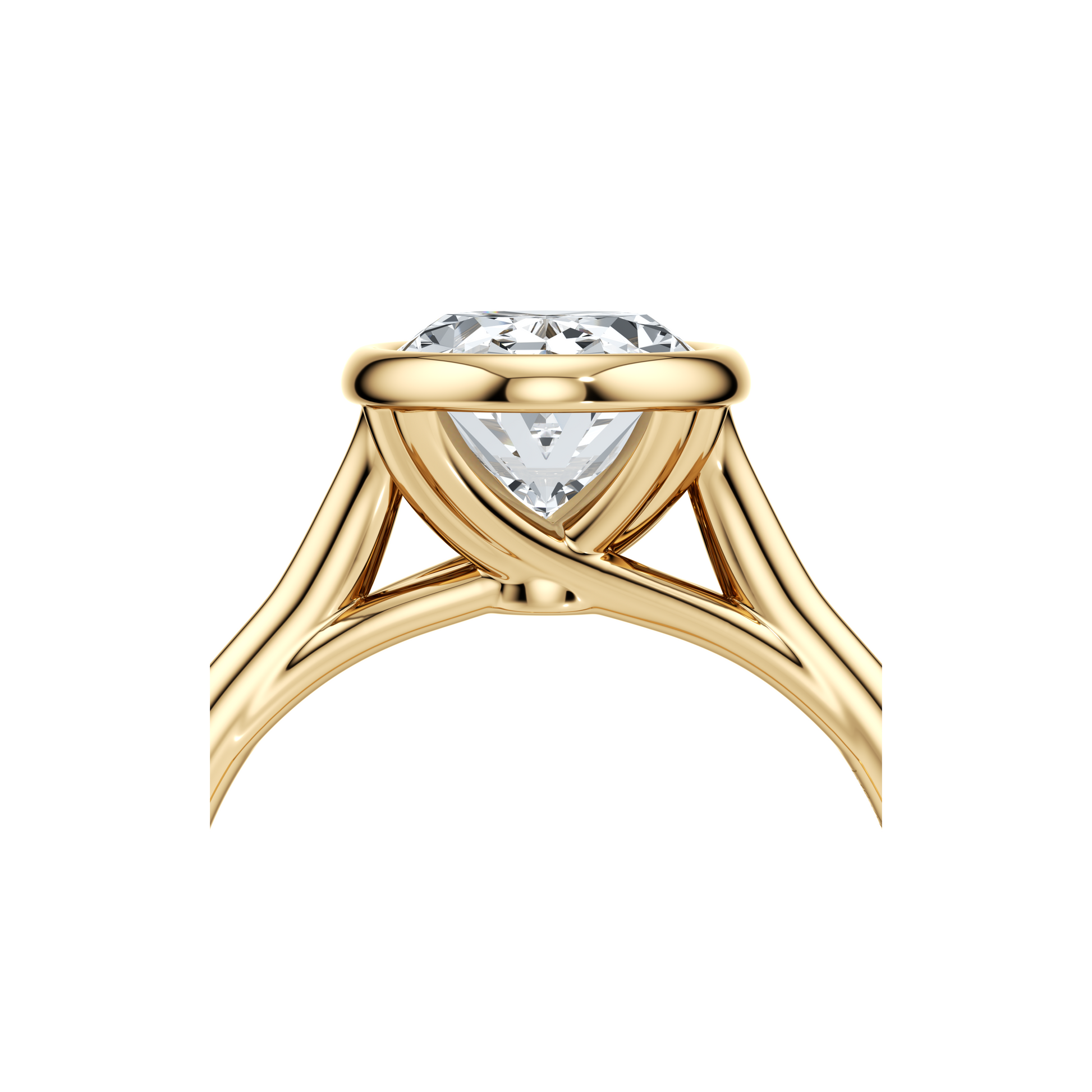 Elle Oval Cut Bezel Solitaire Lab Diamond Engagement Ring - view 4