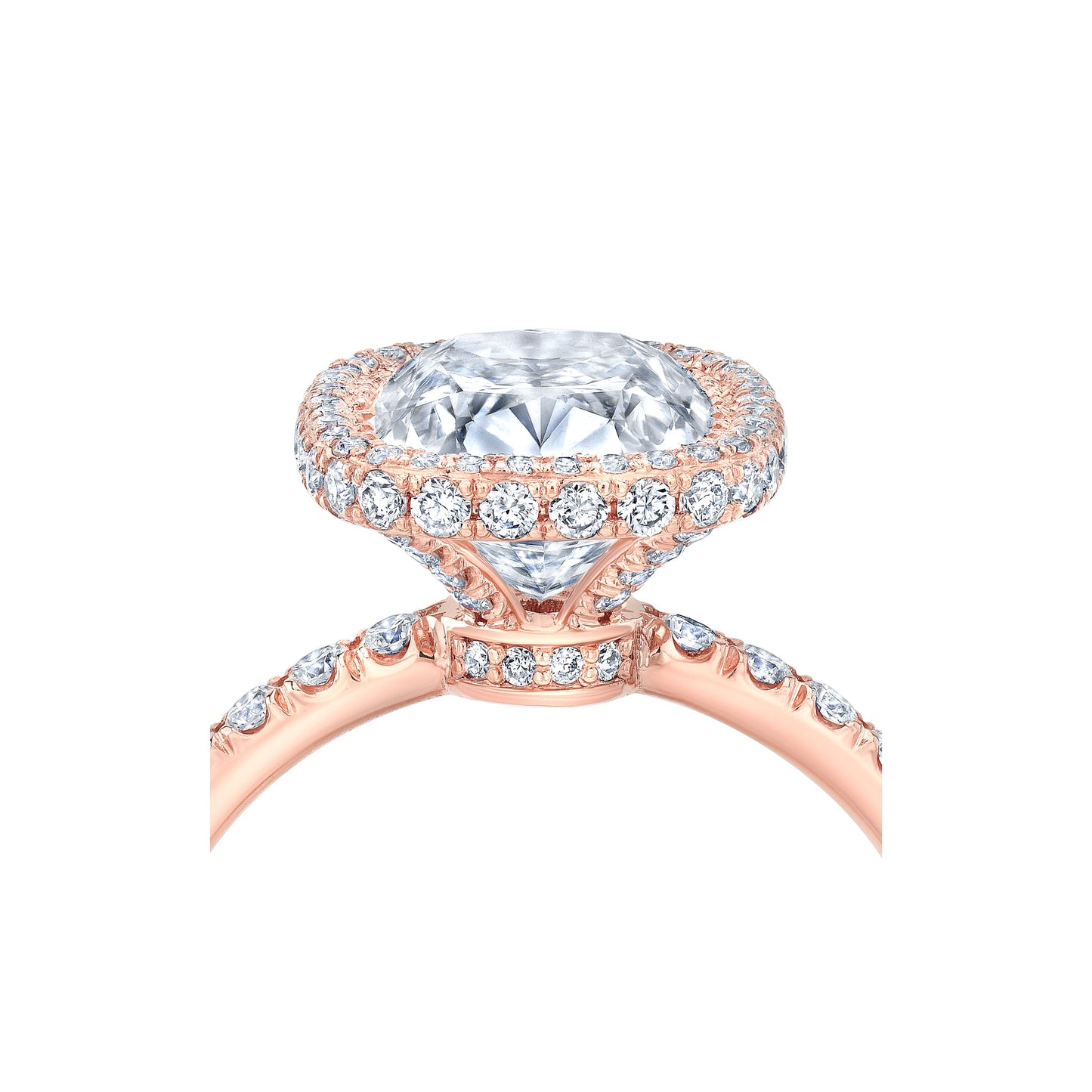 Alyssa Invisible Halo Antique Cushion Lab Diamond Engagement Ring - view 4