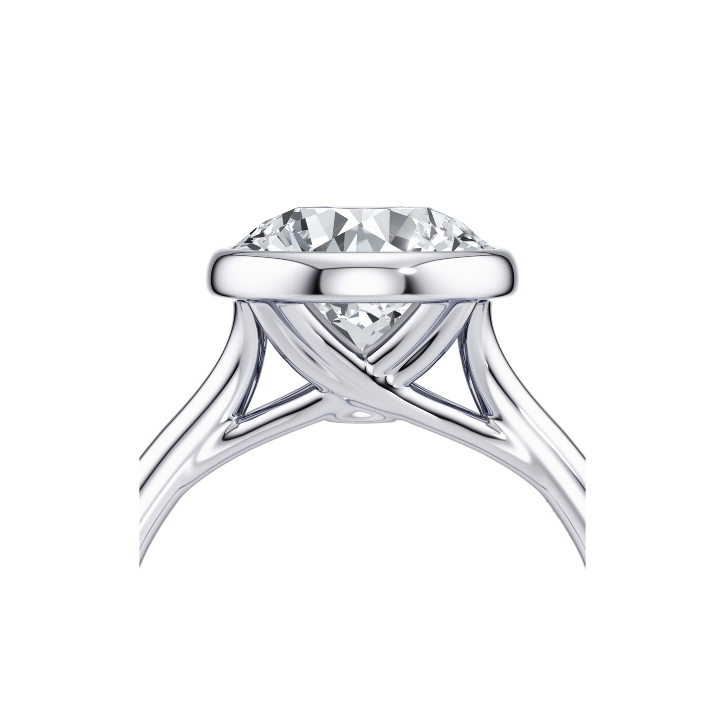 Elle Oval Cut Bezel Solitaire Lab Diamond Engagement Ring - view 12