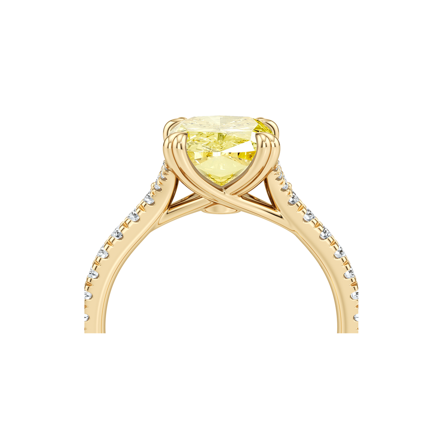 Elle Elongated Cushion Cut Solitaire Yellow Diamond Engagement Ring - view 4