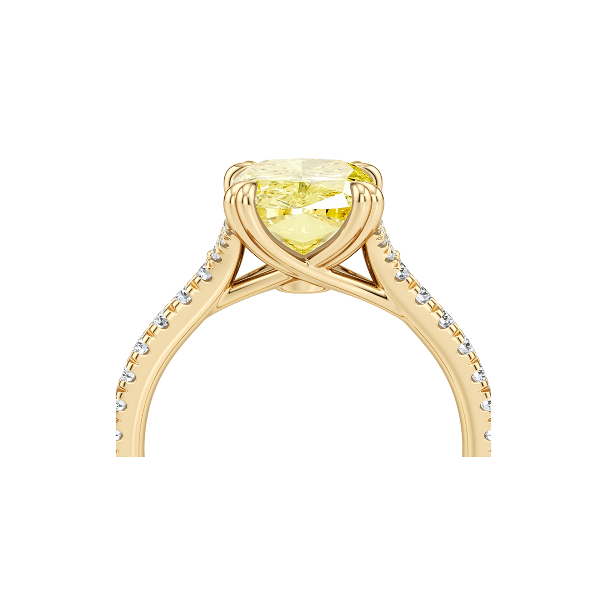 Elle Elongated Cushion Cut Solitaire Yellow Diamond Engagement Ring - view 4