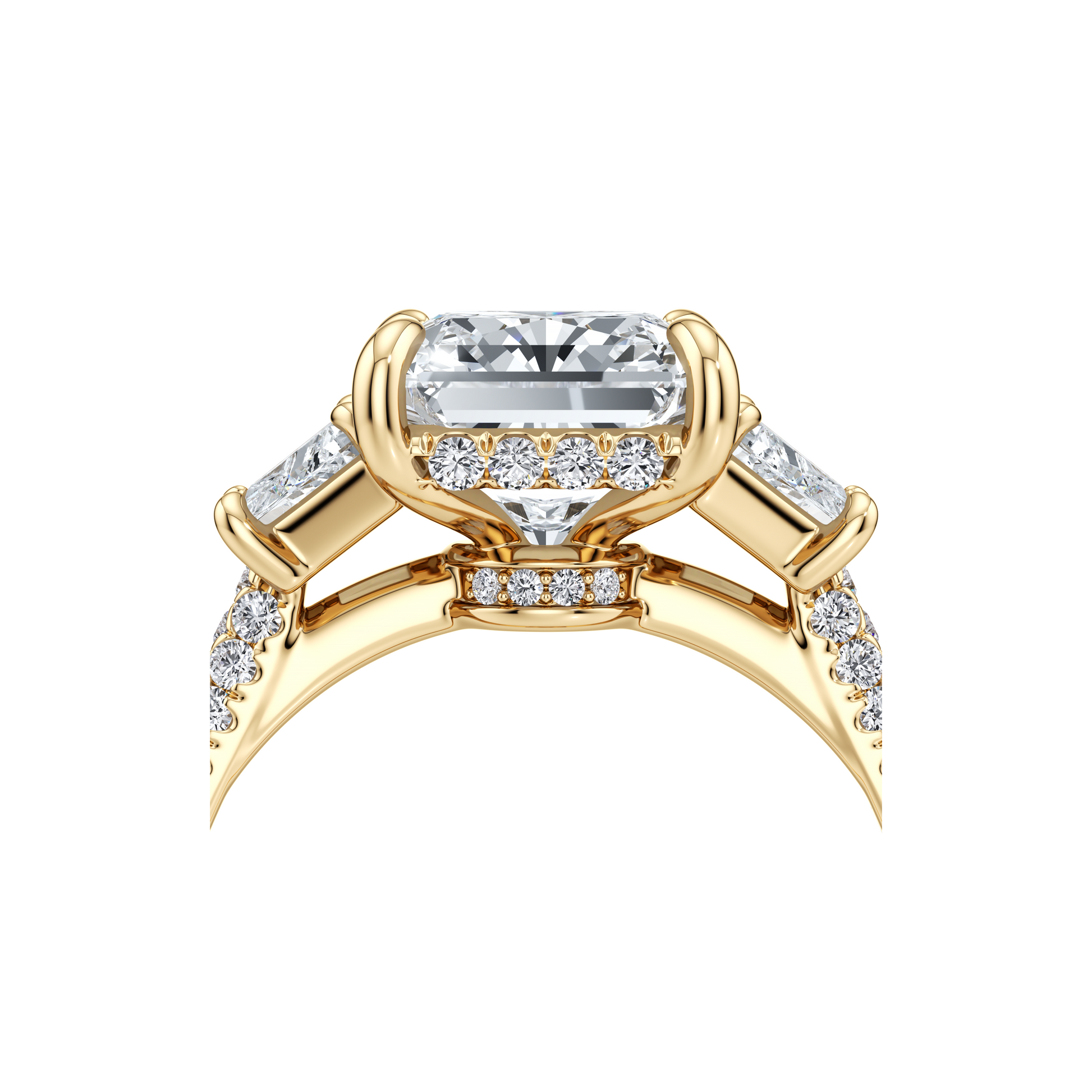 Chelsea Trapezoid Cushion Three Stone Lab Diamond Engagement Ring - view 4