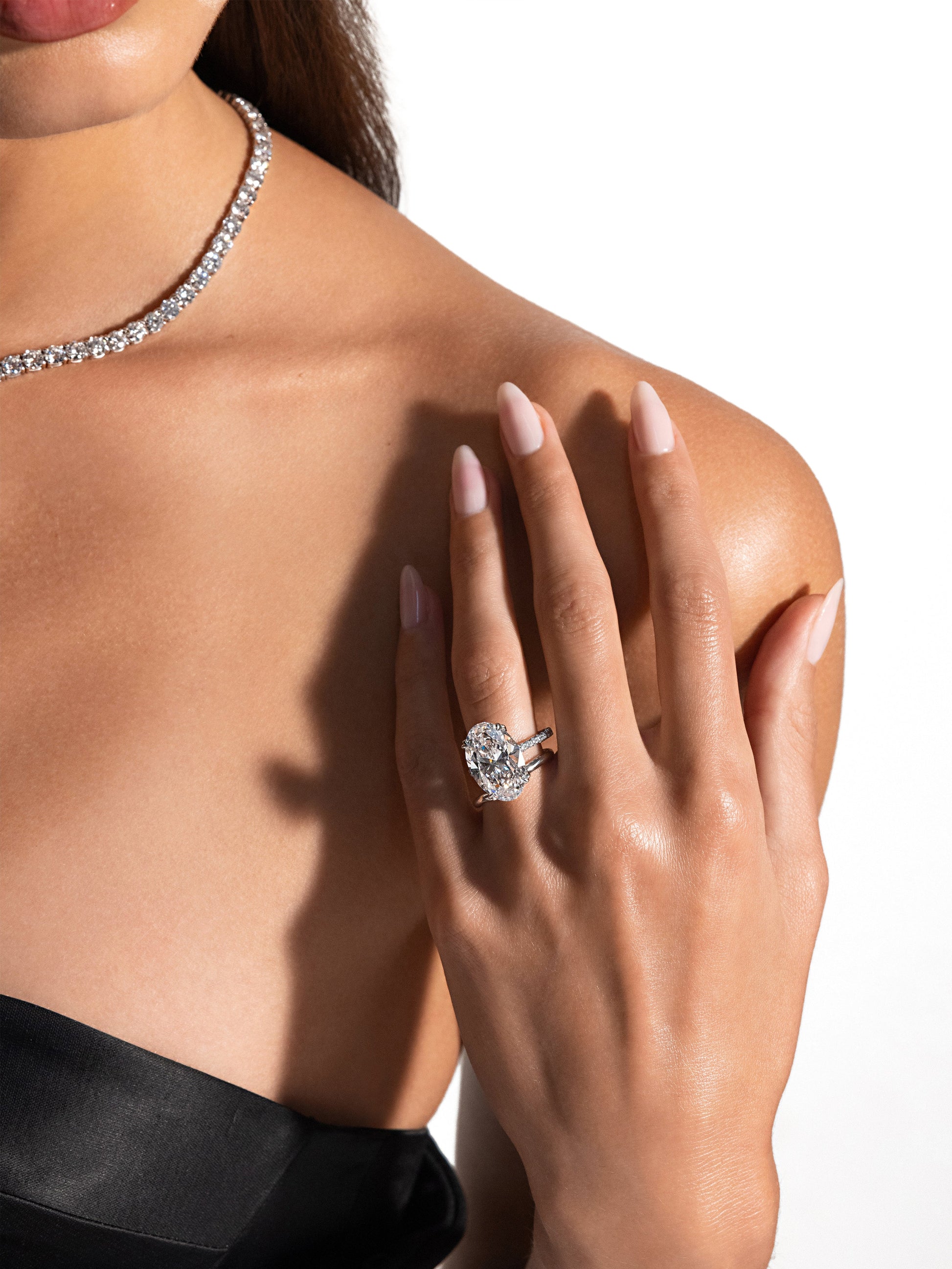 Elle Oval Cut Solitaire Lab Diamond Engagement Ring - view 6