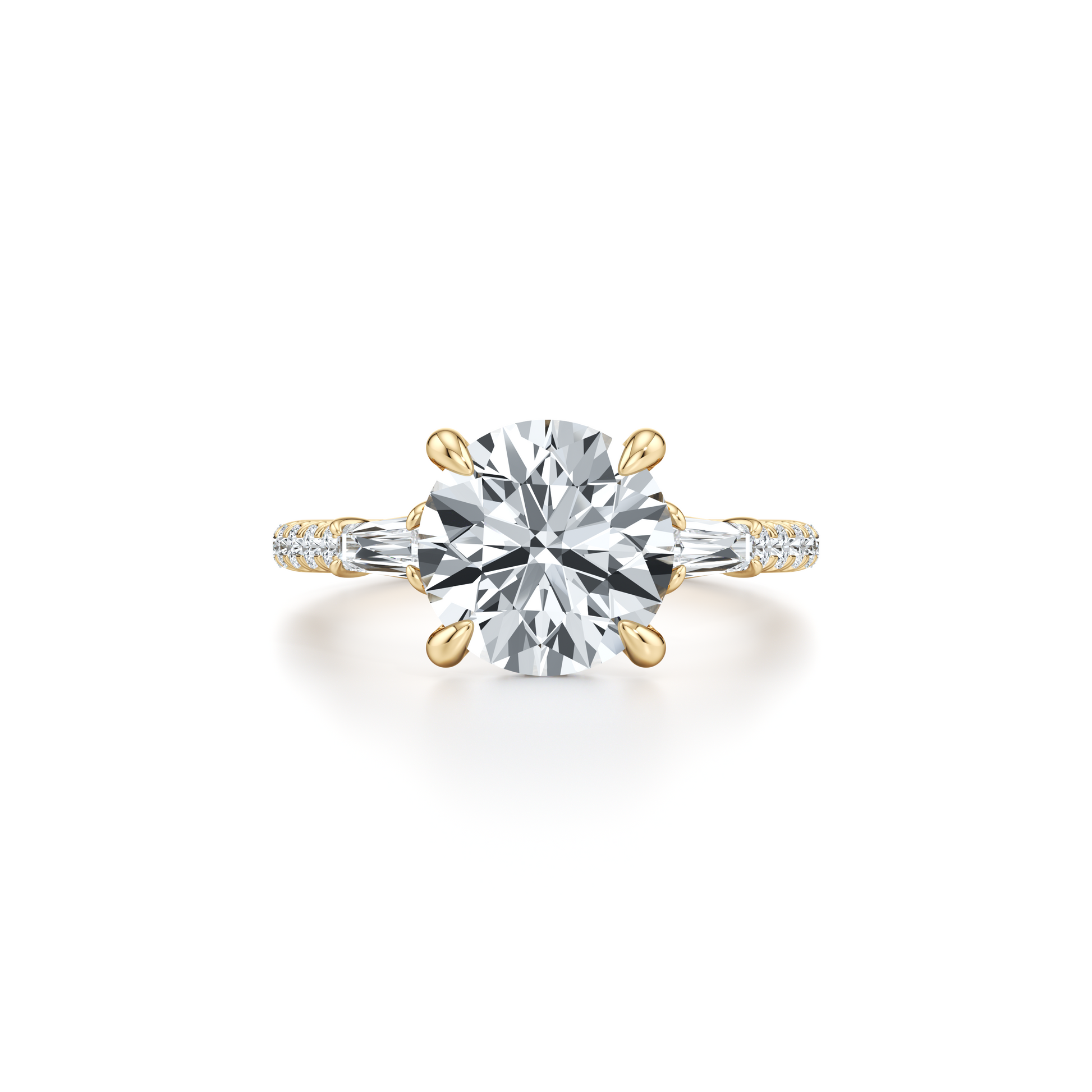 Chelsea Baguette Cushion Three Stone Lab Diamond Engagement Ring - view 5