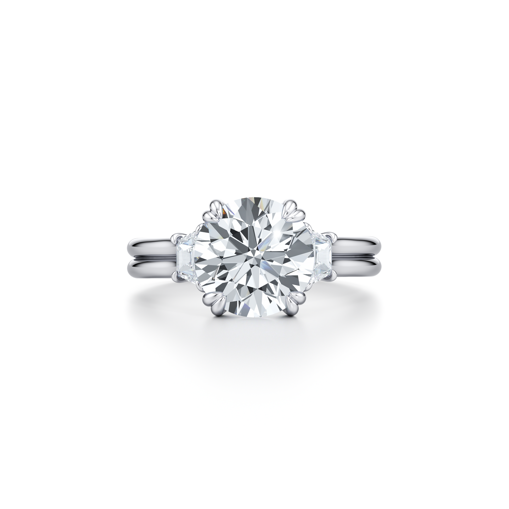 Elle Trapezoid Radiant Three Stone Double Lab Diamond Engagement Ring - view 5