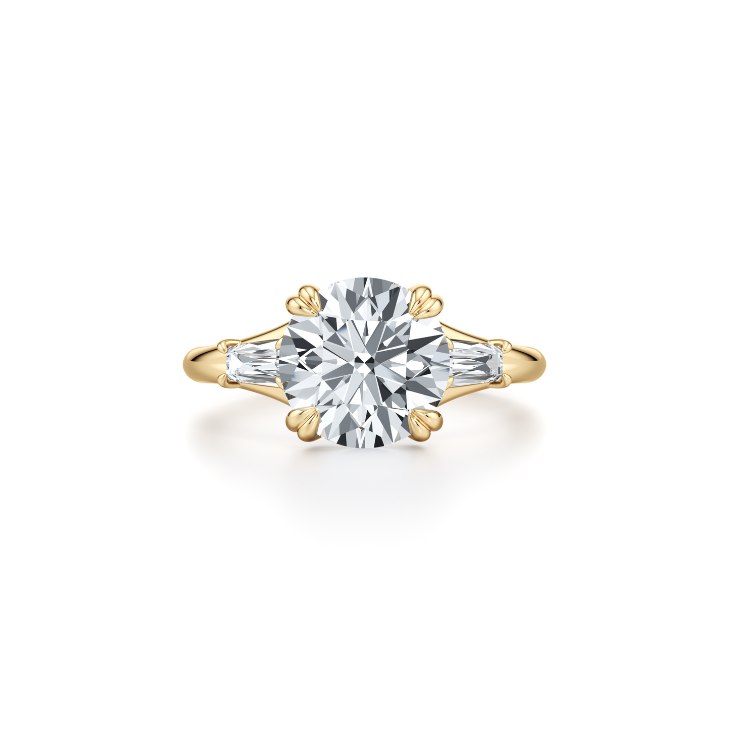 Jane Tapered Baguette Round Three Stone Lab Diamond Engagement Ring - view 6