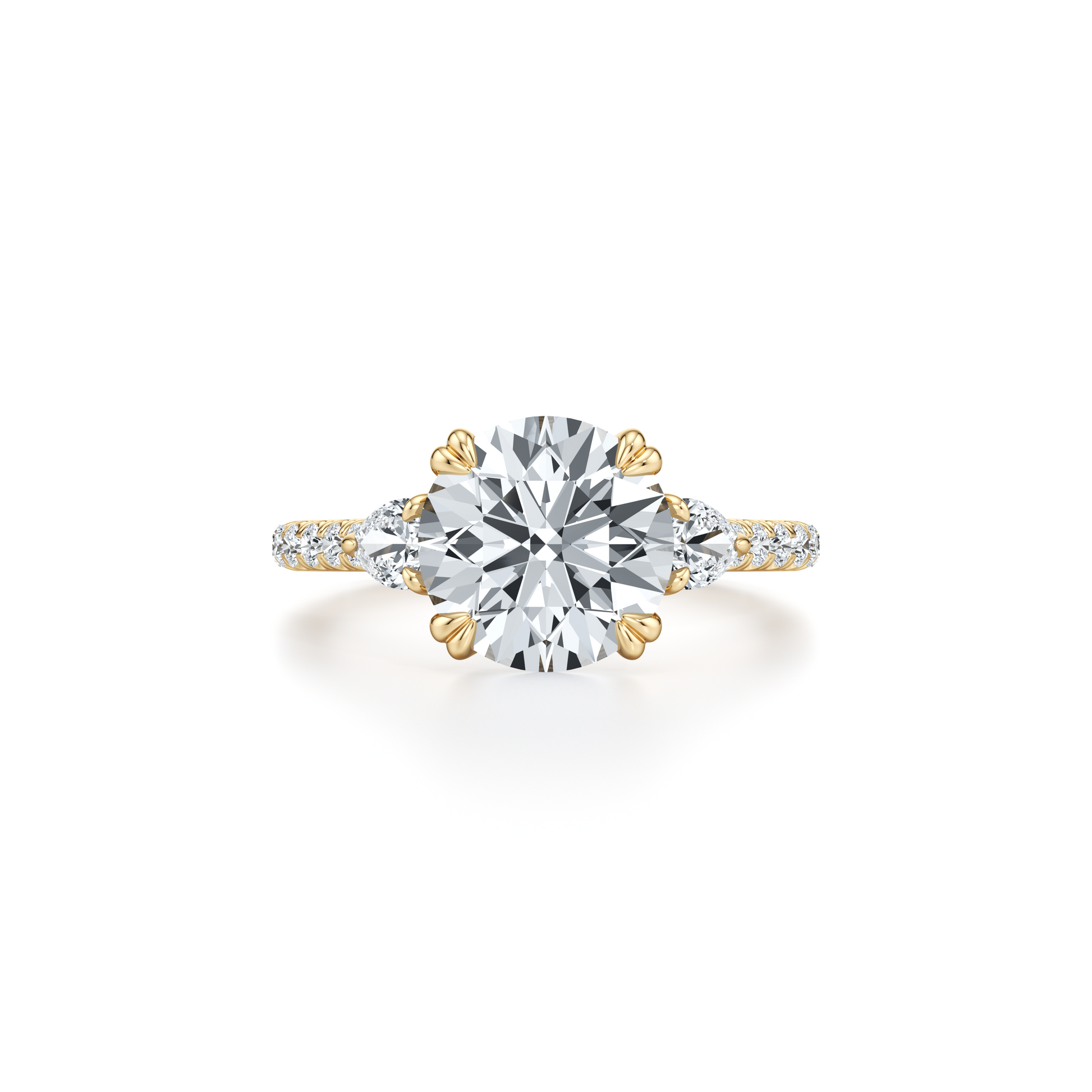 Elle Pear Oval Three Stone Lab Diamond Engagement Ring - view 5