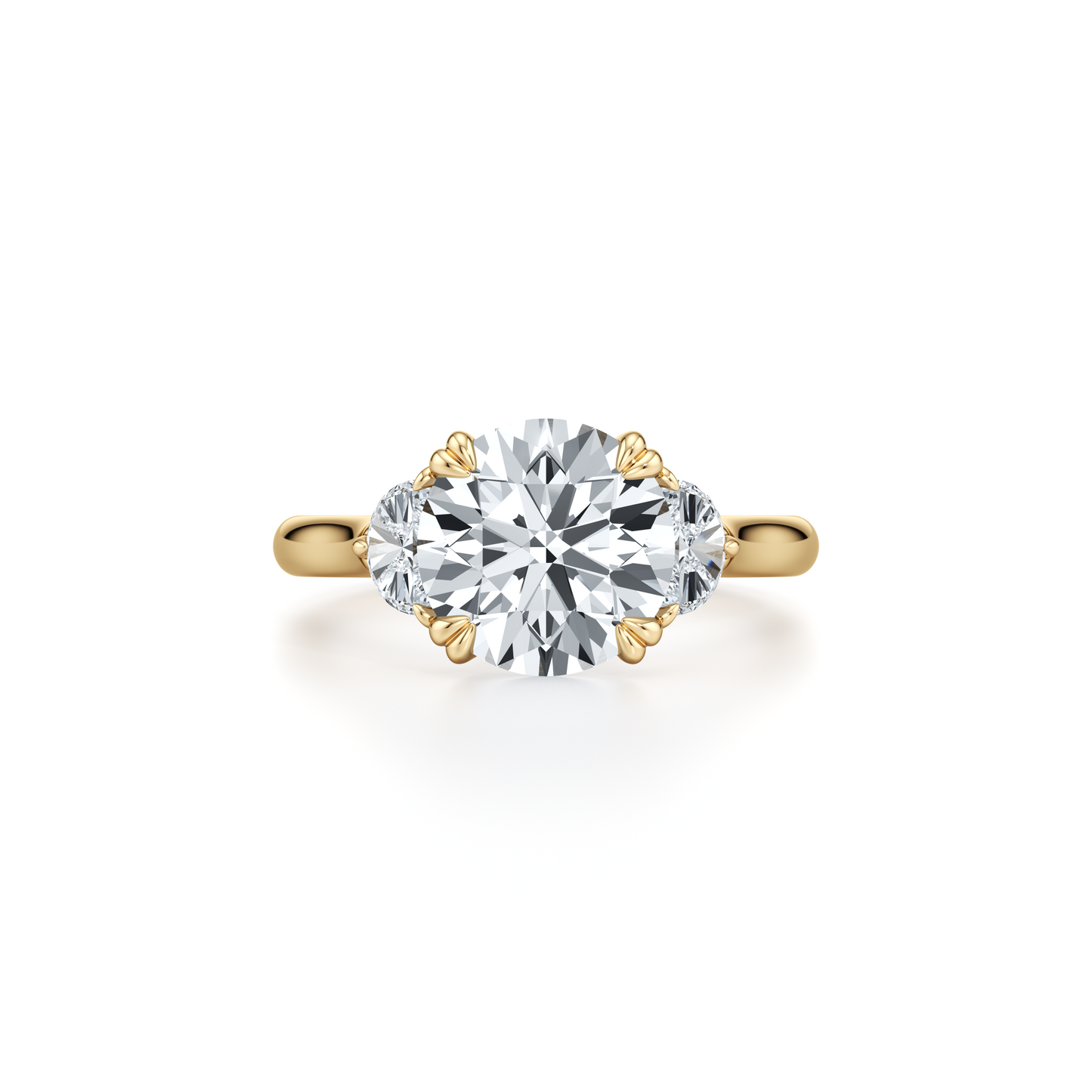 Elle Half Moon Oval Three Stone Lab Diamond Engagement Ring - view 5