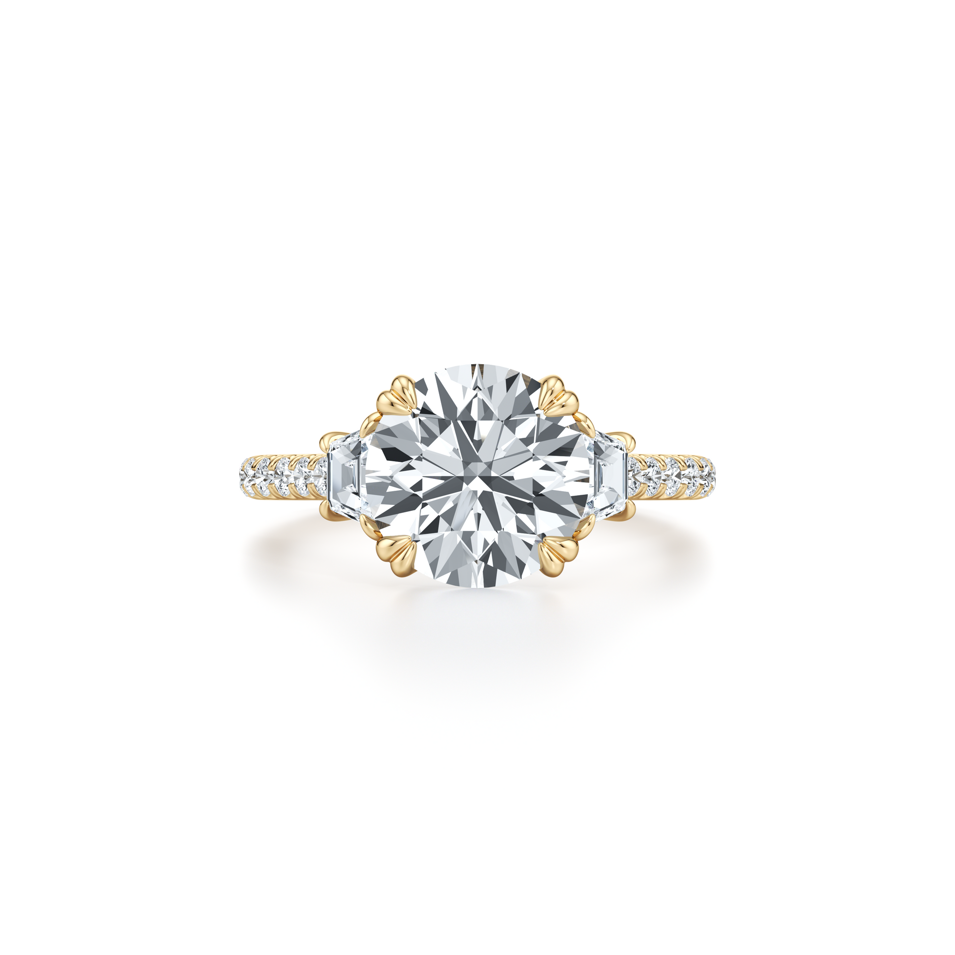 Elle Trapezoid Cushion Three Stone Lab Diamond Engagement Ring - view 5