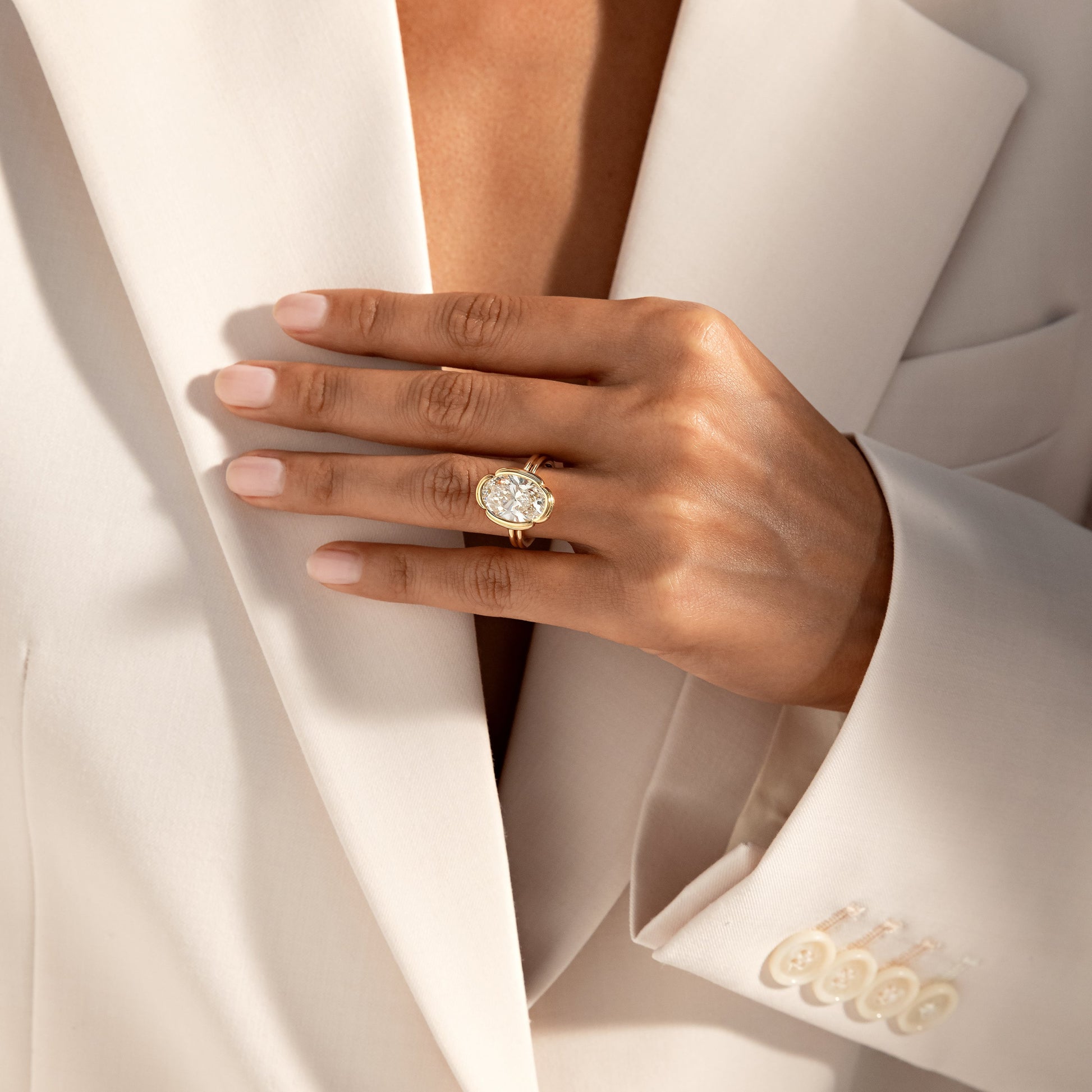 Doree Oval Solitaire Lab Diamond Engagement Ring - view 6