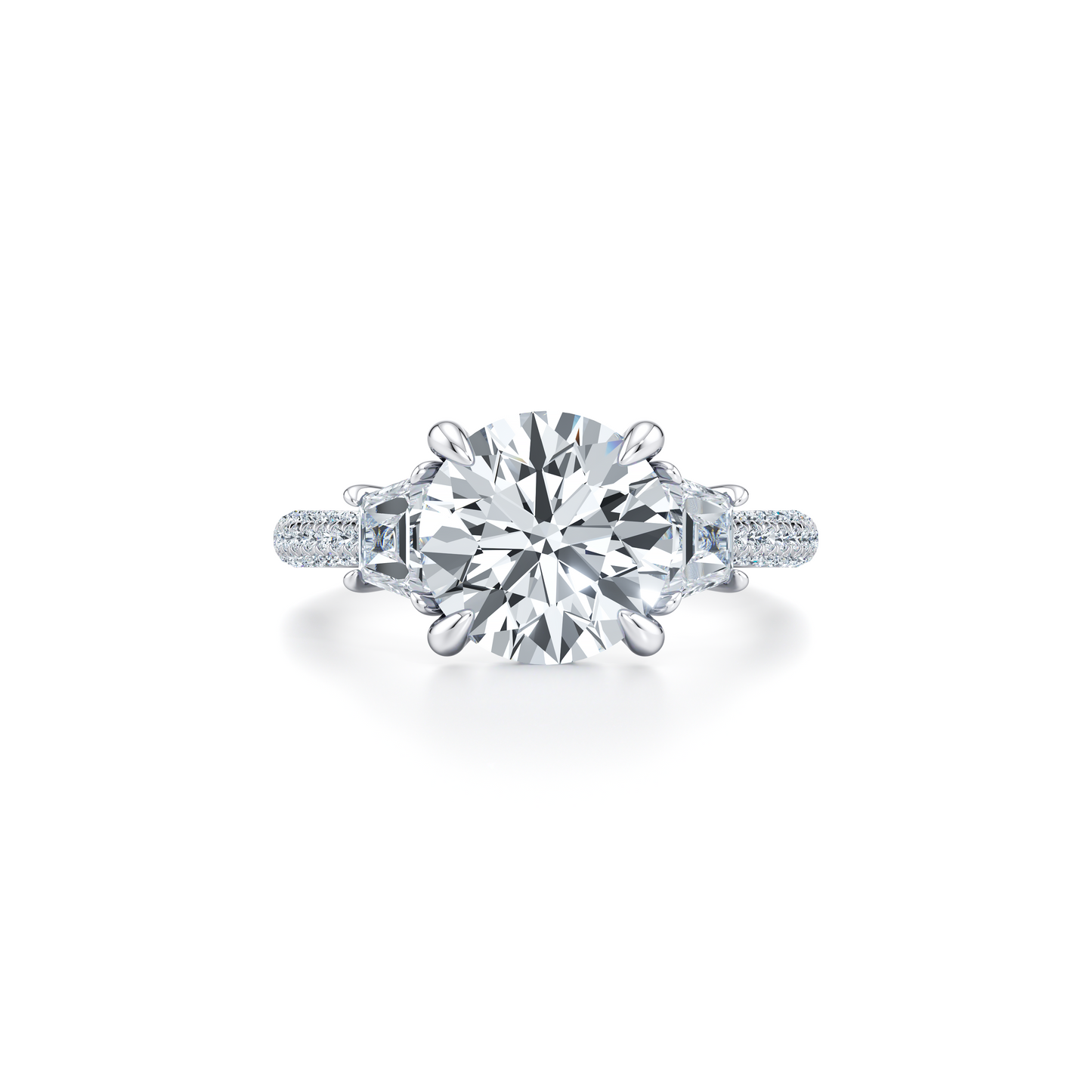 Chelsea Trapezoid Oval Three Stone Lab Diamond Engagement Ring - view 5
