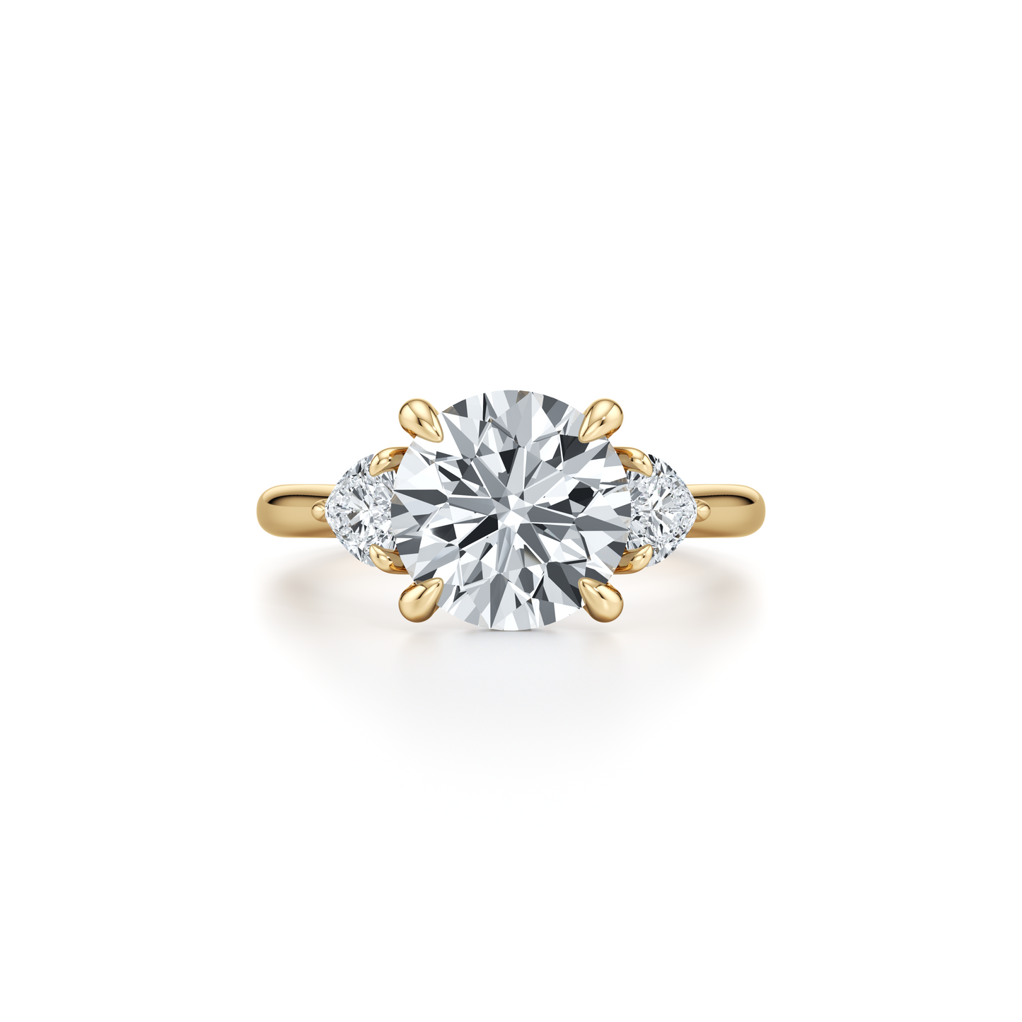Chelsea Heart Emerald Three Stone Lab Diamond Engagement Ring - view 5