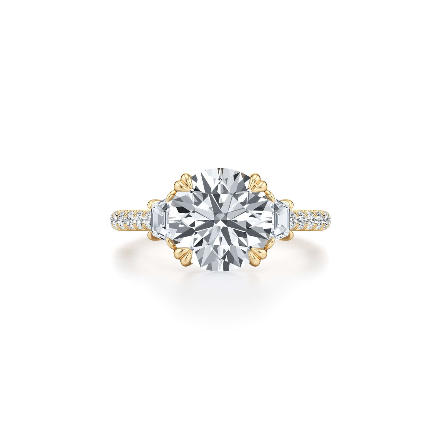 Elle Trapezoid Radiant Three Stone Lab Diamond Engagement Ring - view 5