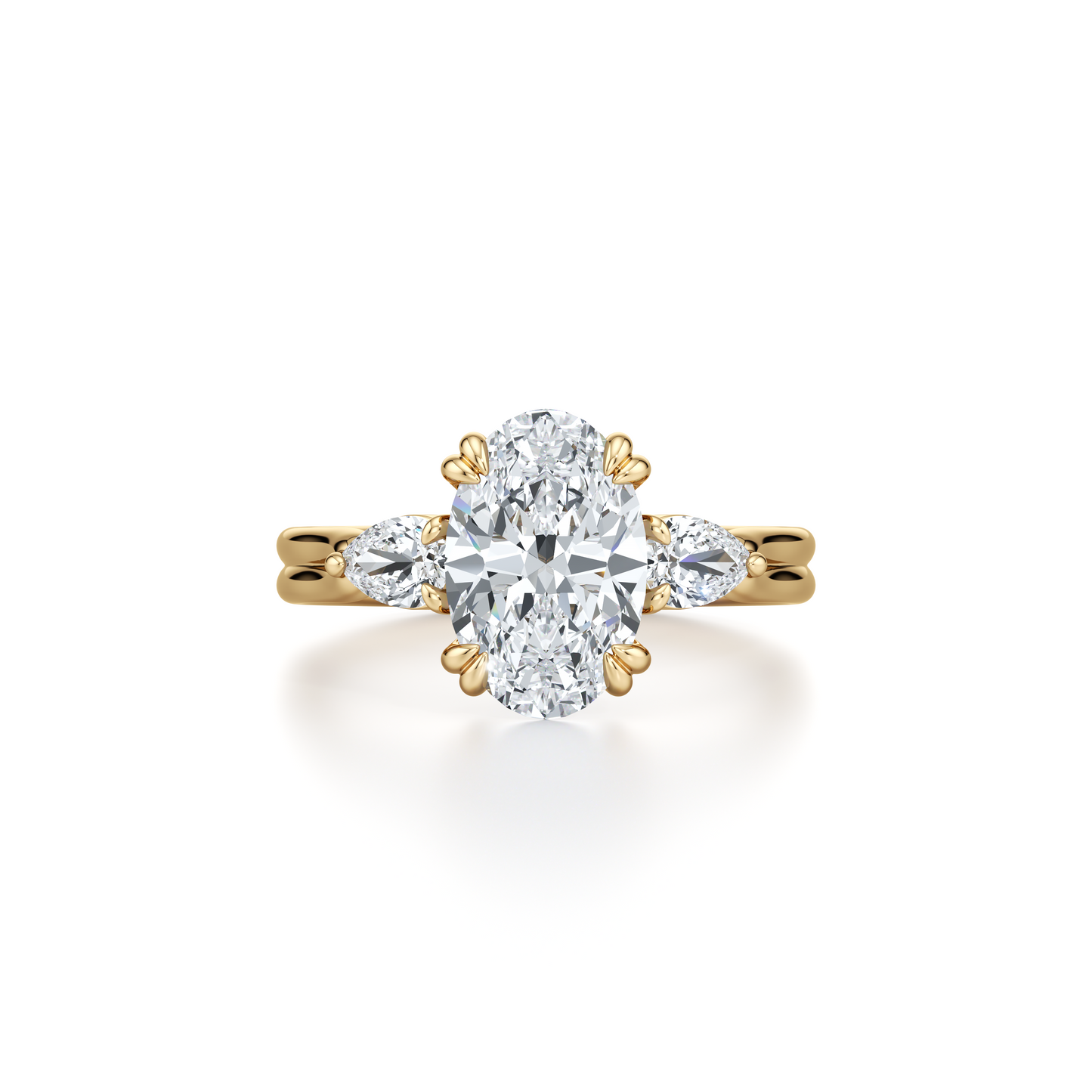 Elle Trapezoid Pear Three Stone Double Lab Diamond Engagement Ring - view 5