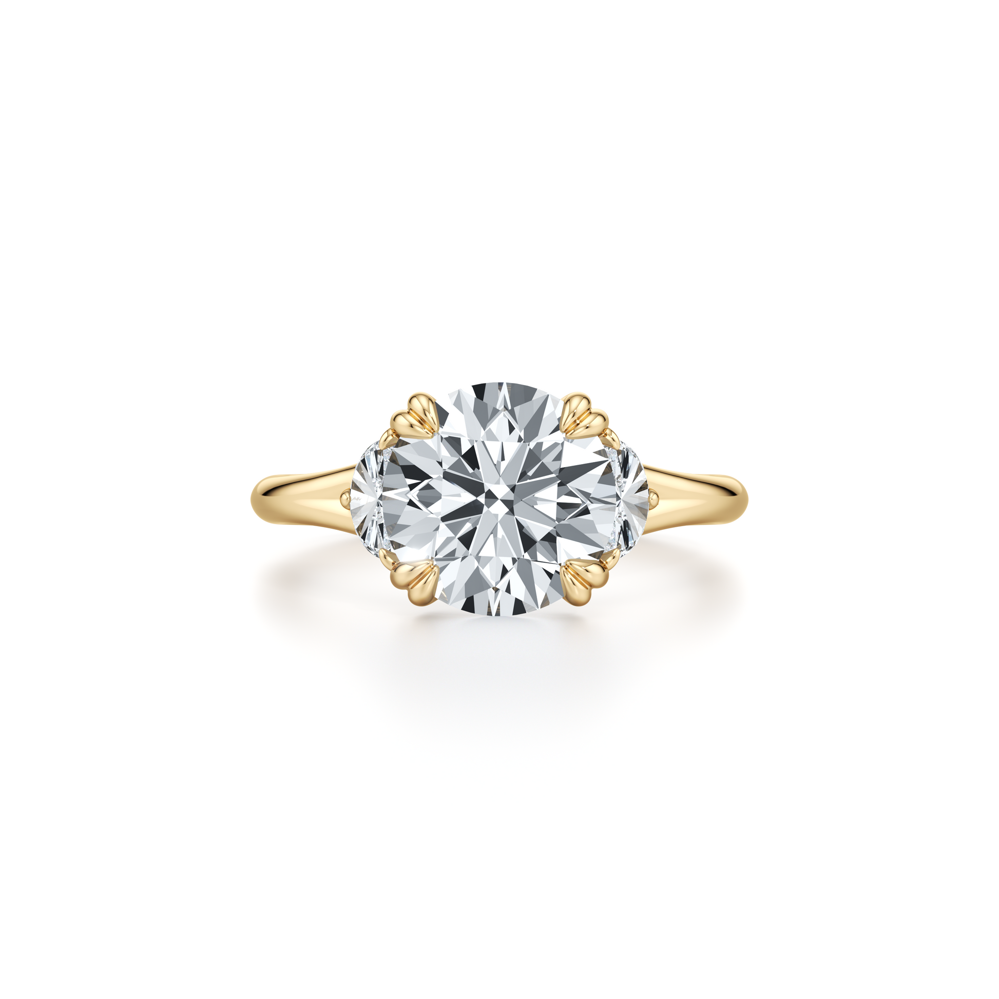 Jane Half Moon Pear Three Stone Lab Diamond Engagement Ring - view 6