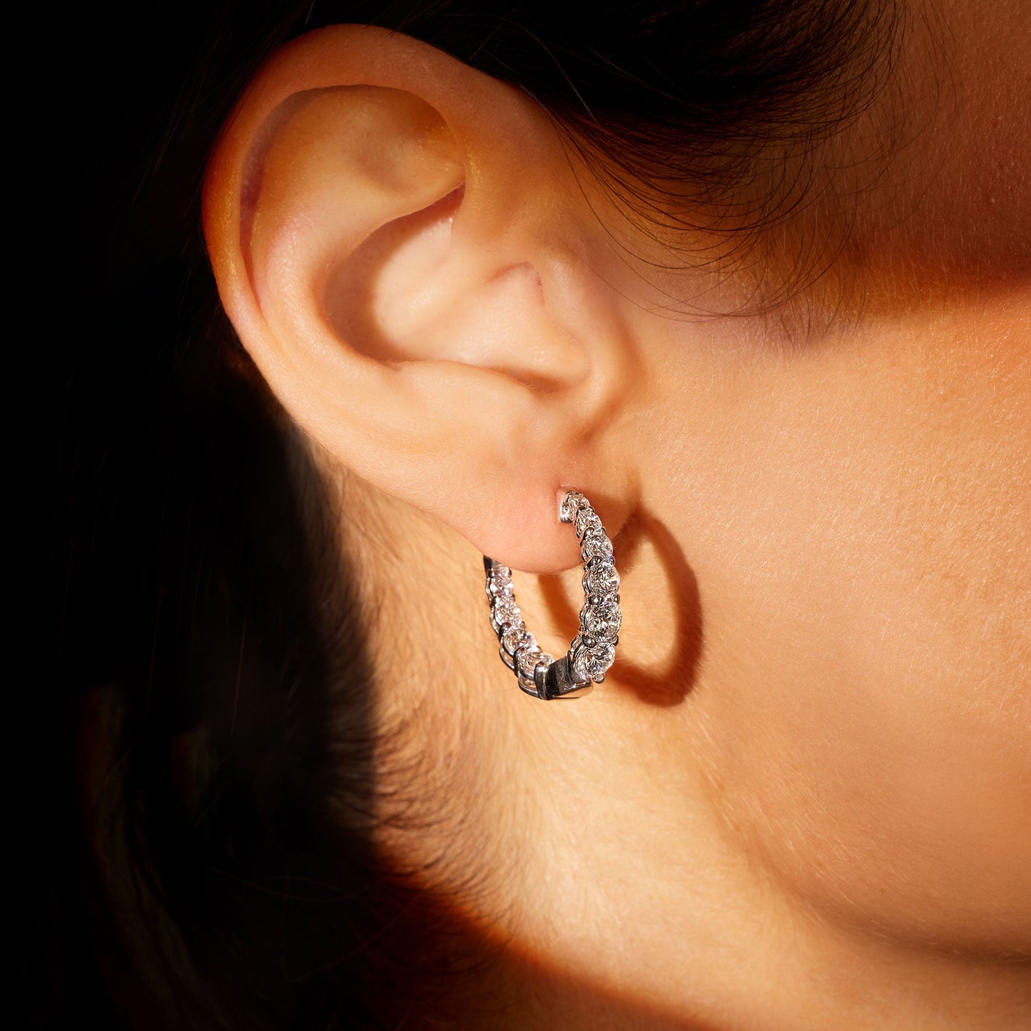 Olivia Lab Diamond Graduated Hoops - view 6