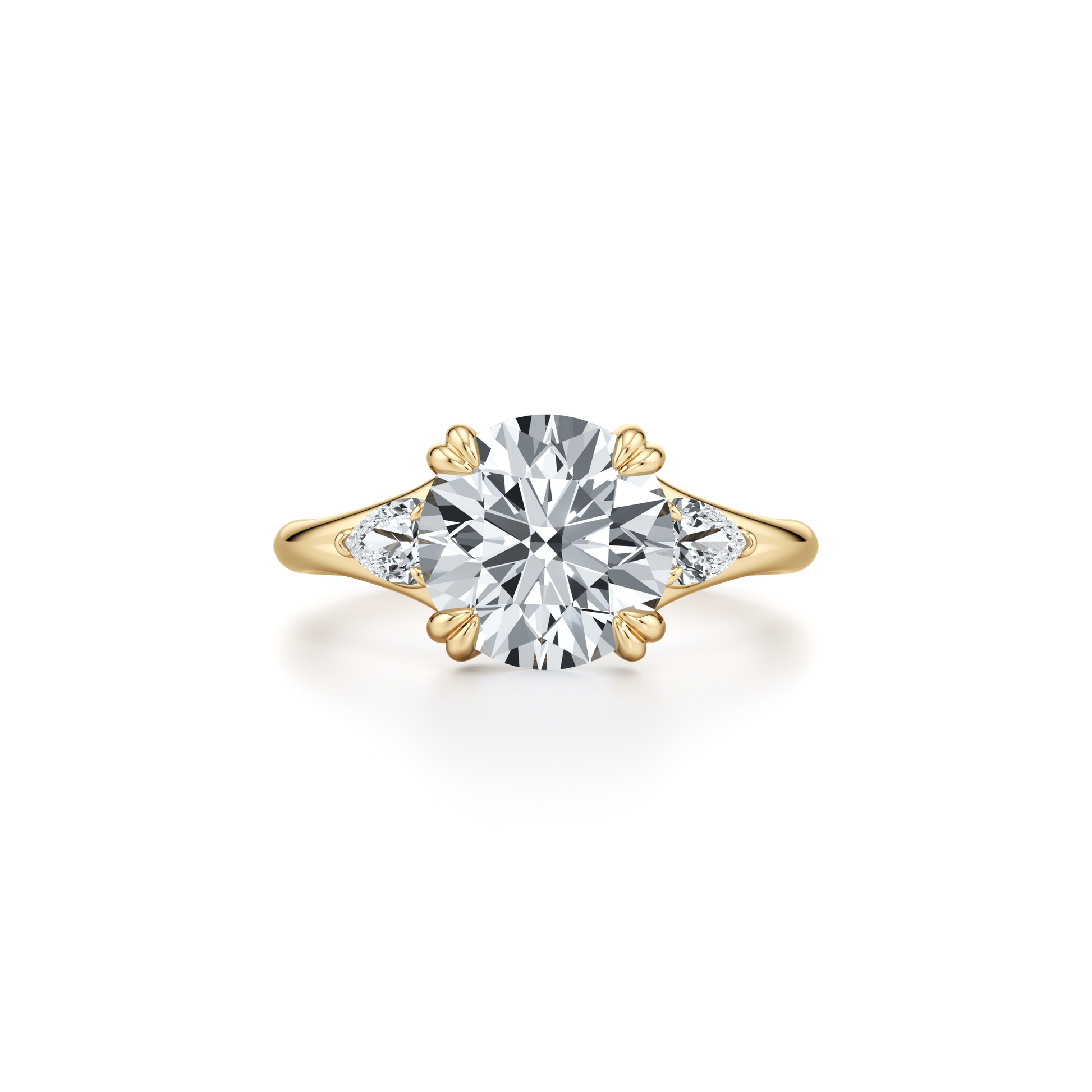 Jane Pear Round Three Stone Lab Diamond Engagement Ring - view 6