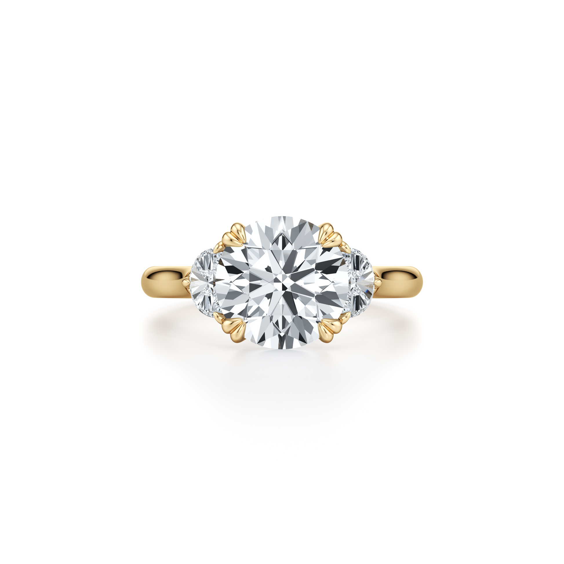 Elle Half Moon Emerald Three Stone Lab Diamond Engagement Ring - view 5