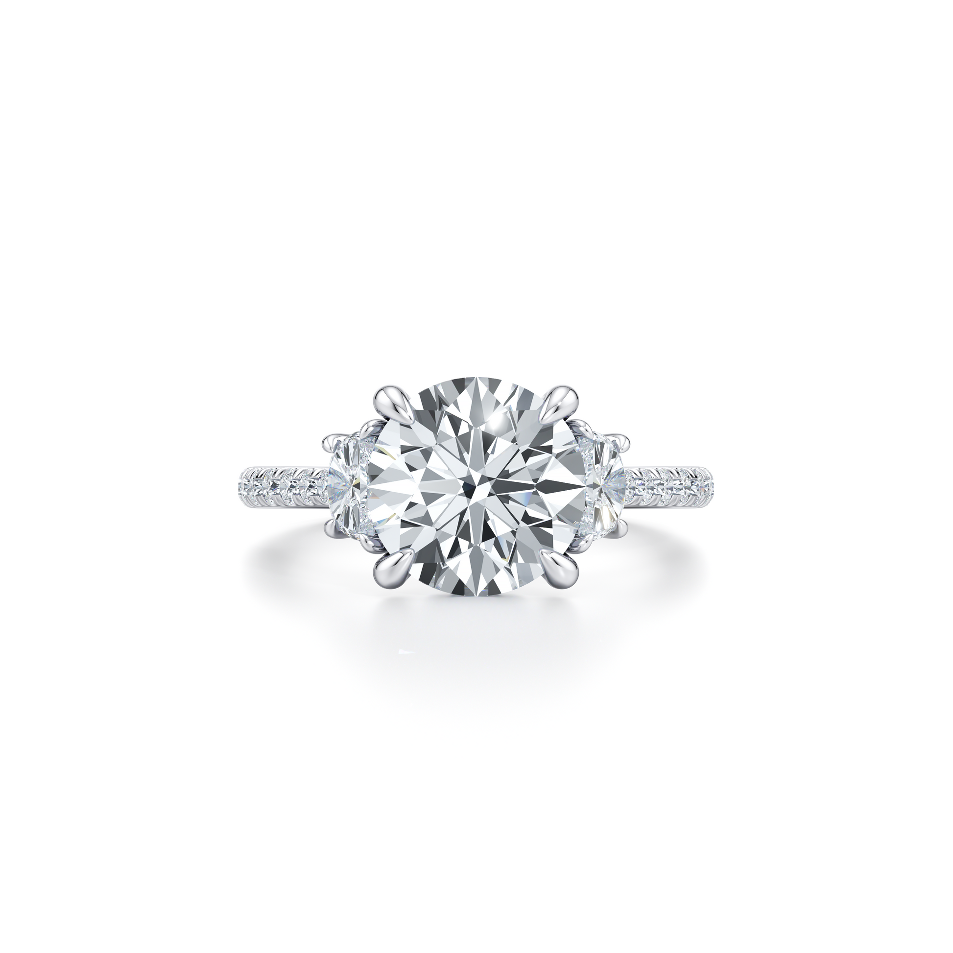 Chelsea Half Moon Oval Three Stone Lab Diamond Engagement Ring - view 5
