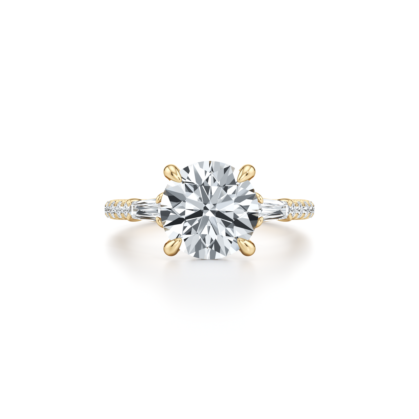 Chelsea Baguette Pear Three Stone Lab Diamond Engagement Ring - view 5