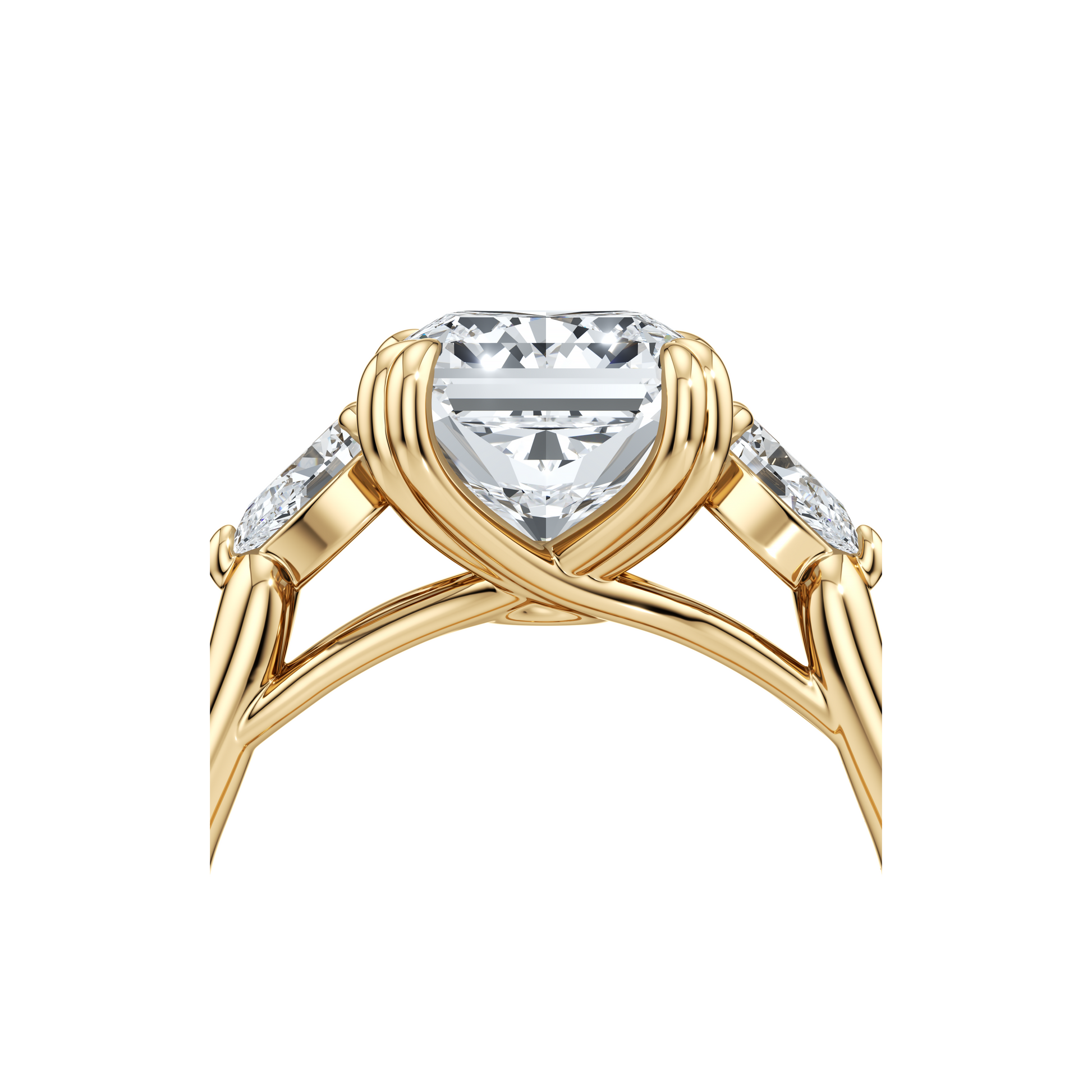 Elle Radiant Three Stone Lab Pink Diamond Engagement Ring - view 10