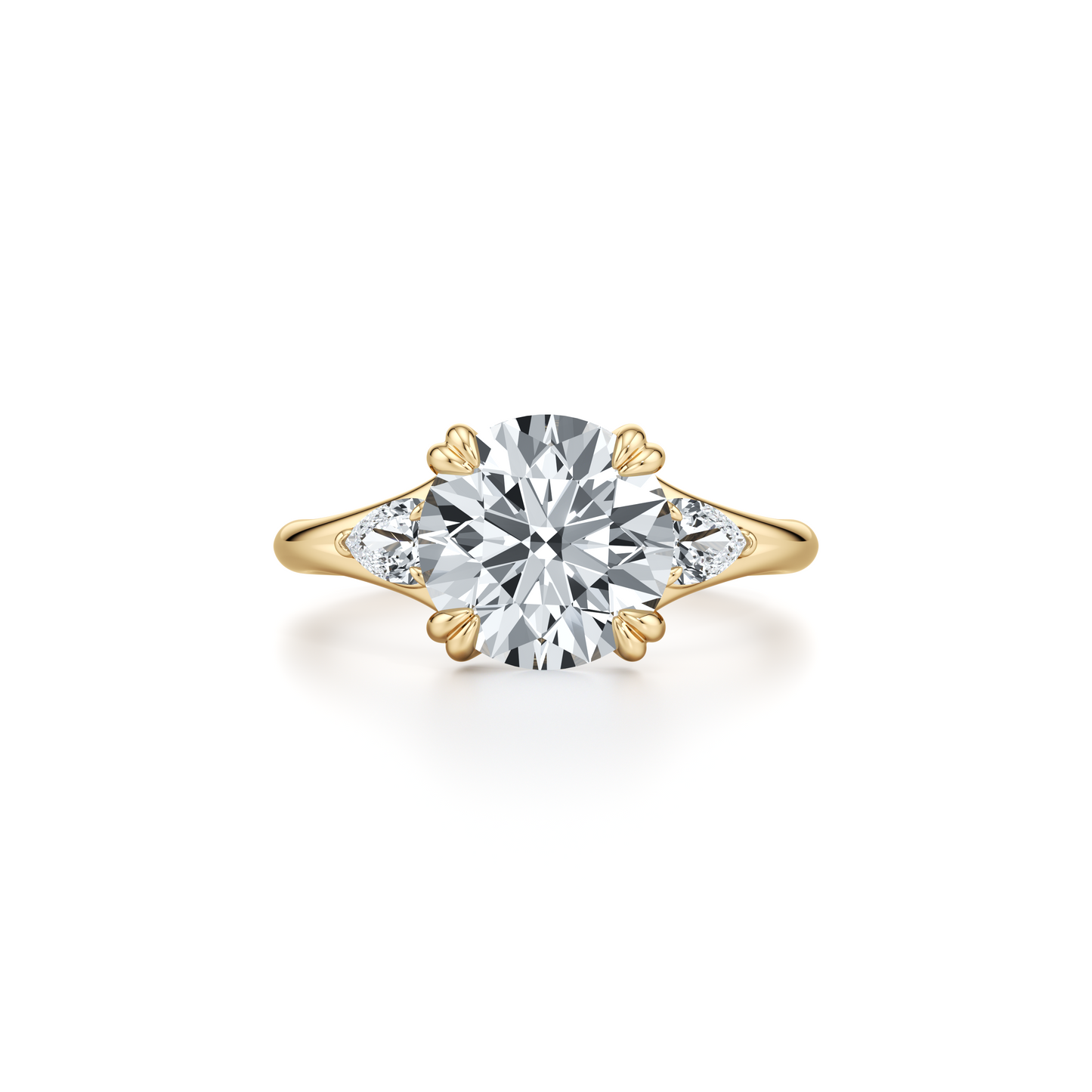 Jane Pear Radiant Three Stone Lab Diamond Engagement Ring - view 6