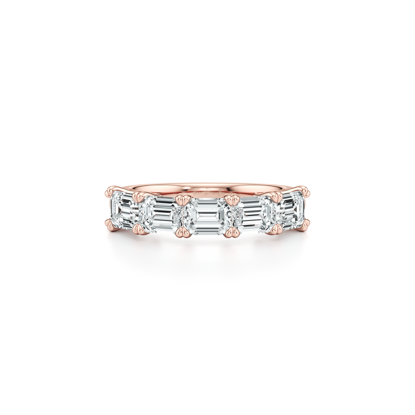 Elle 5-Stone East-West Emerald Lab Diamond Band - view 6