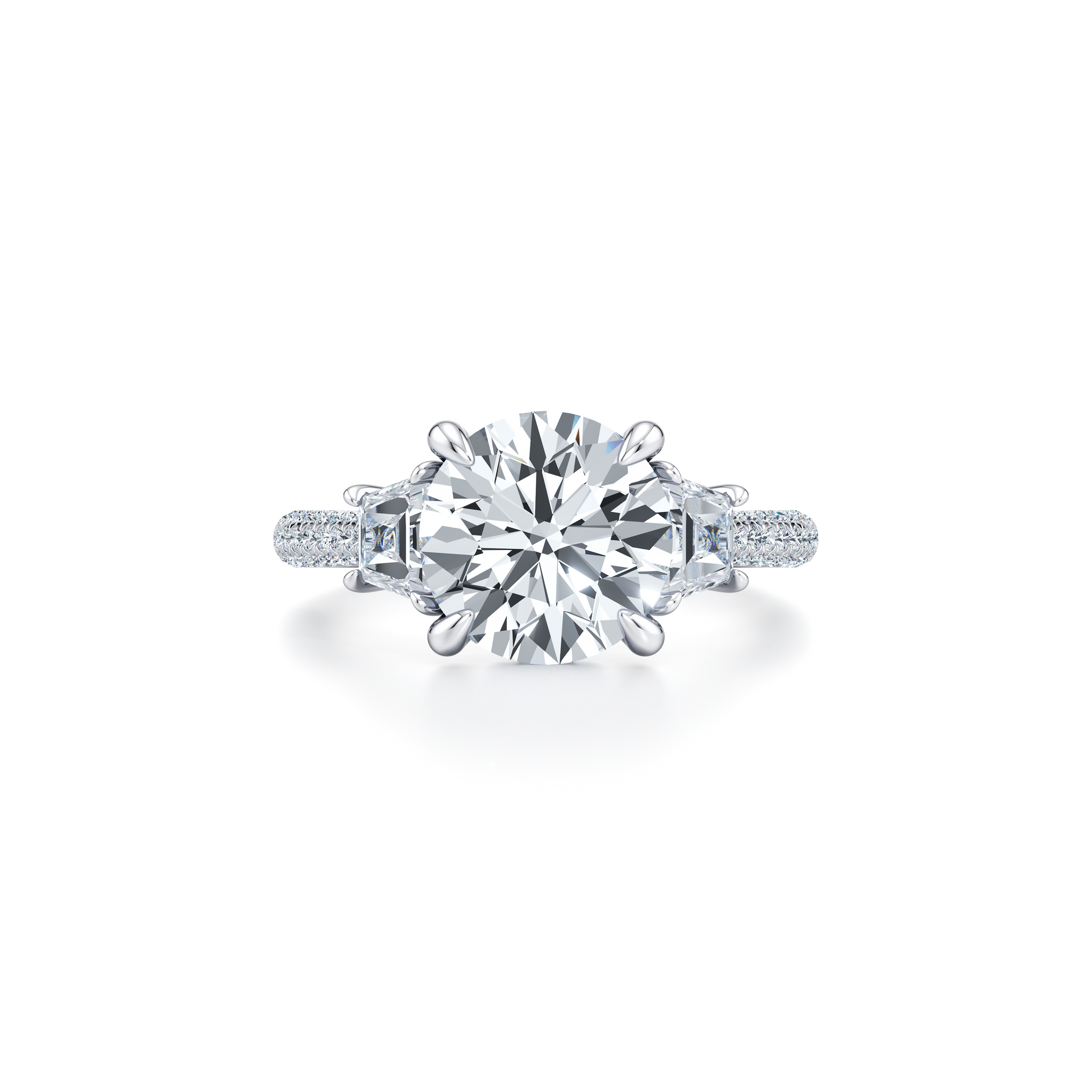 Chelsea Trapezoid Emerald Three Stone Lab Diamond Engagement Ring - view 5
