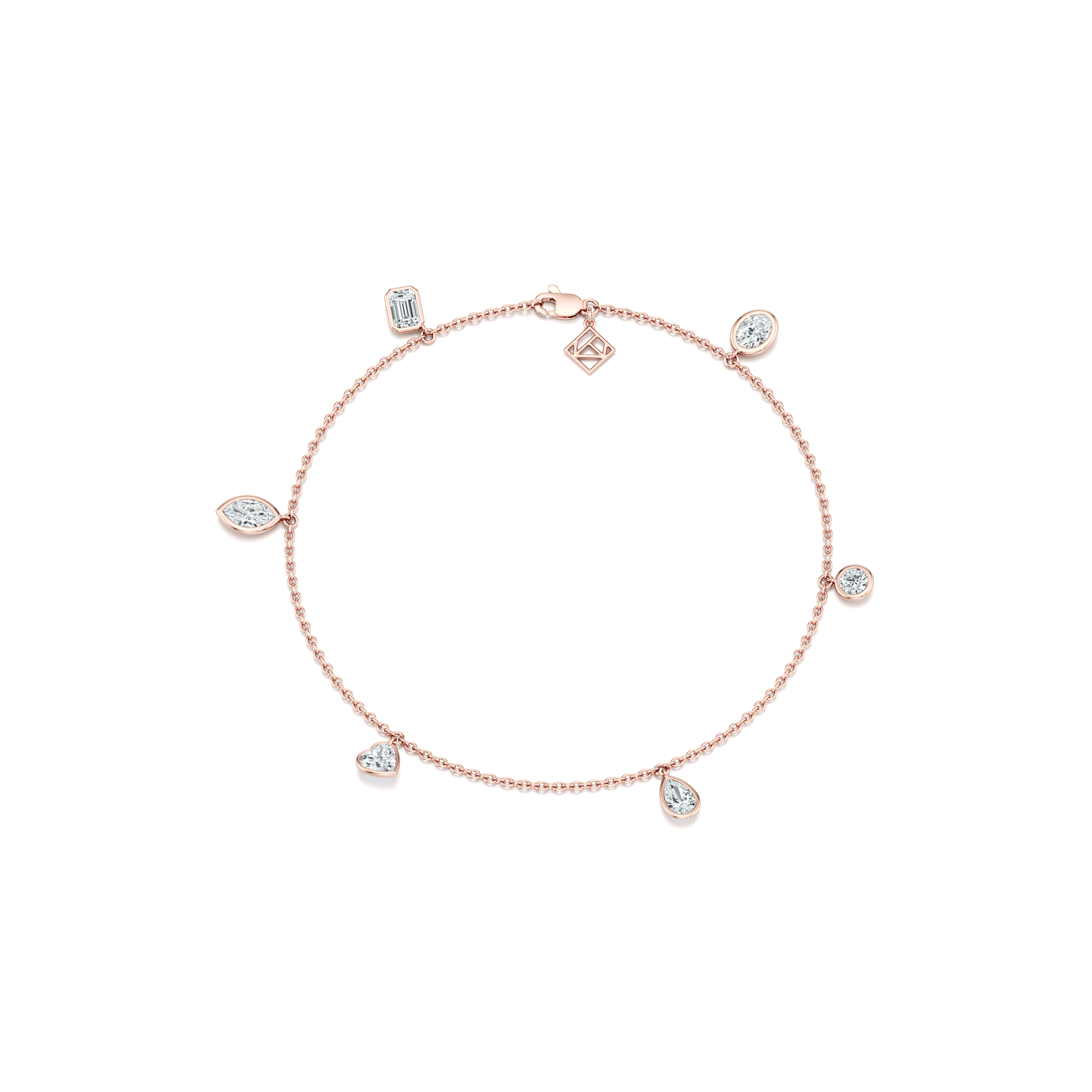 Bezel Set Lab Diamond Charm Bracelet - view 7