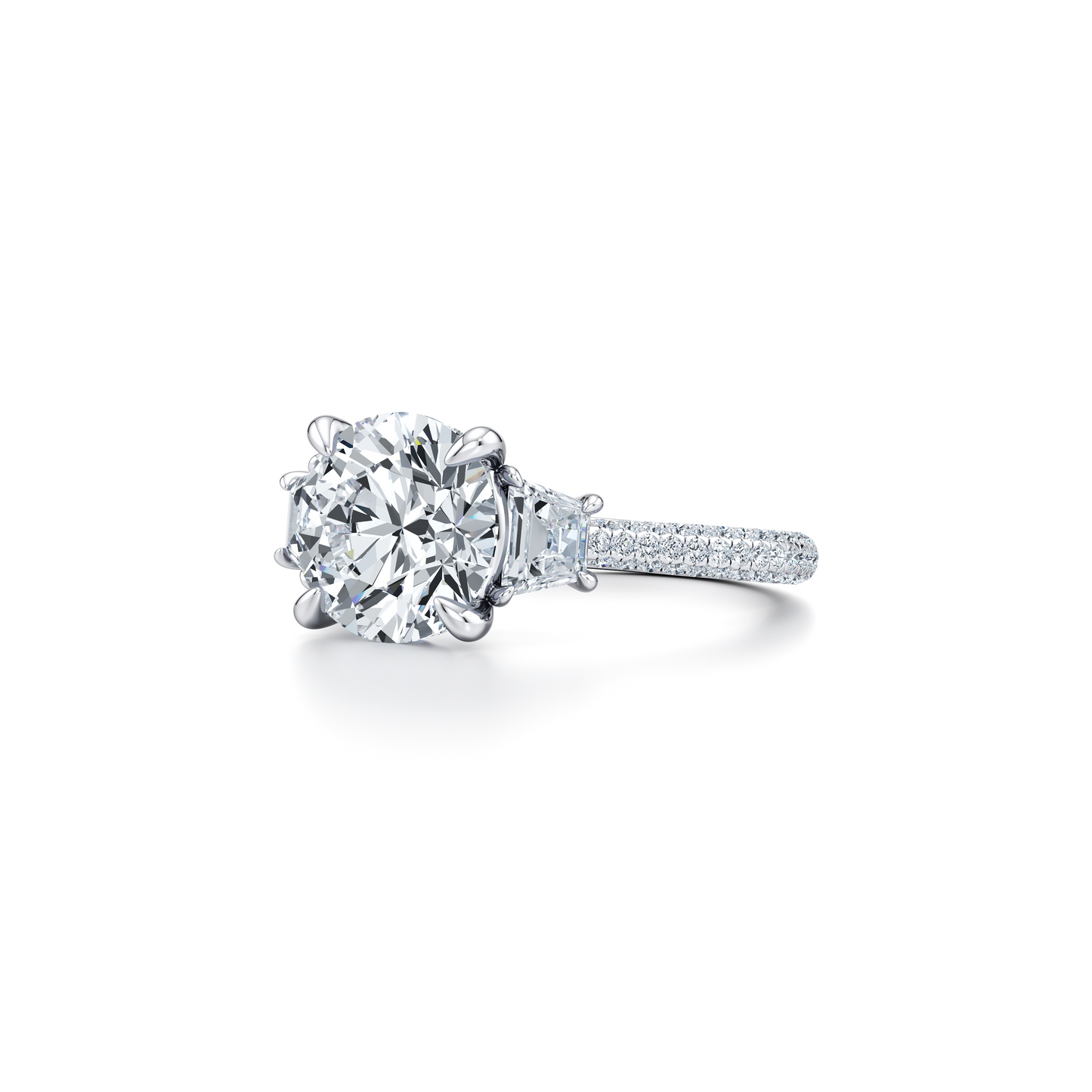 Chelsea Trapezoid Cushion Three Stone Lab Diamond Engagement Ring - view 6