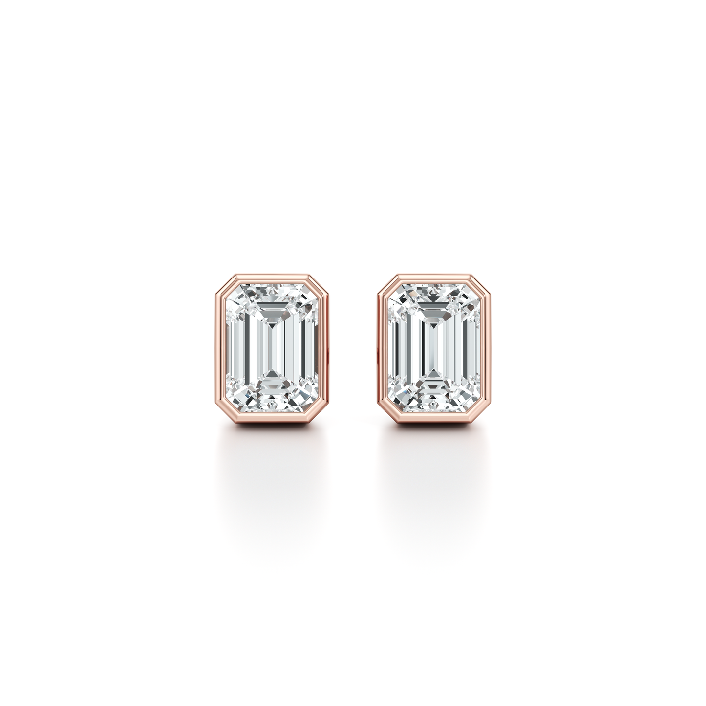Bezel Set Lab Diamond Emerald Studs - view 7