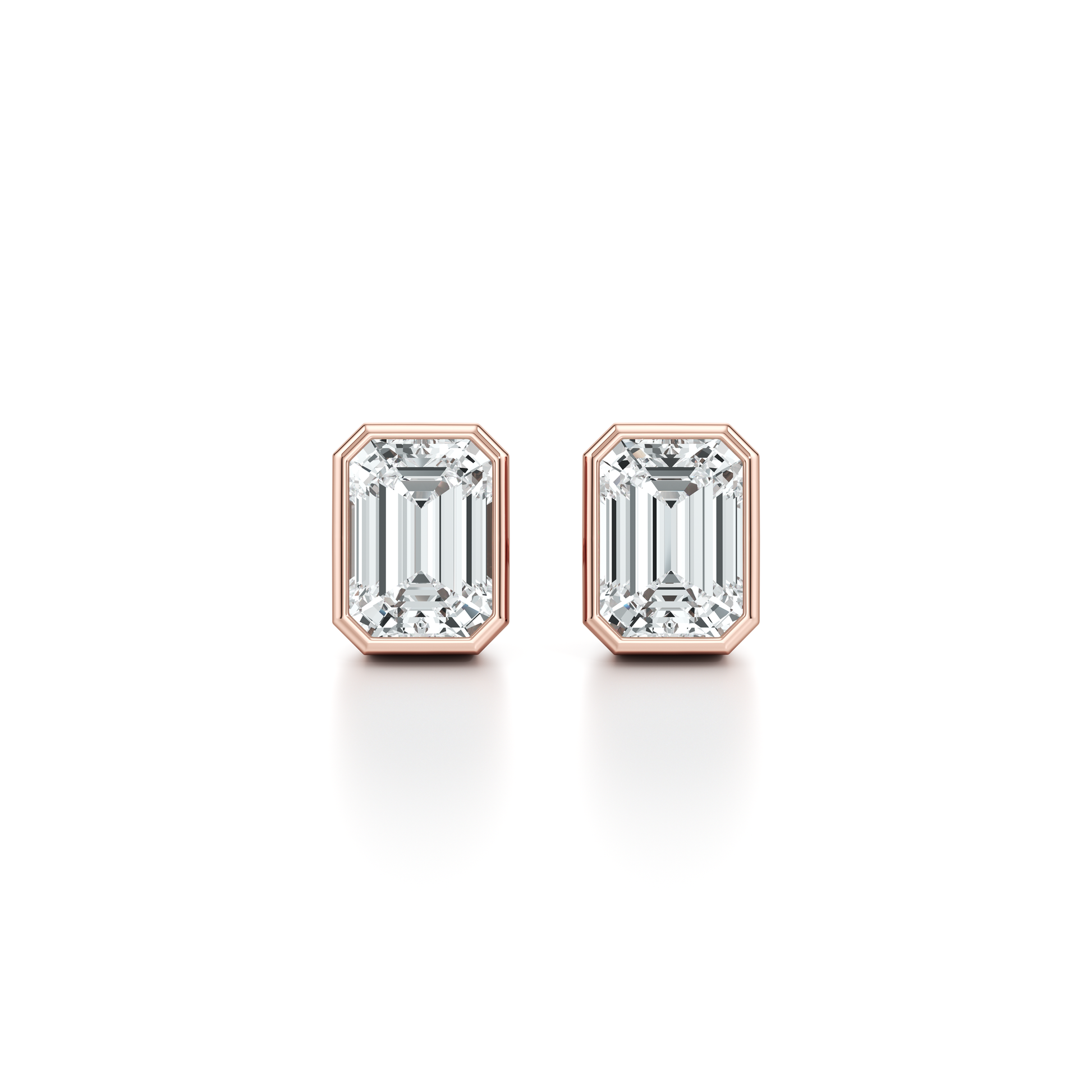 Bezel Set Lab Diamond Emerald Studs - view 7