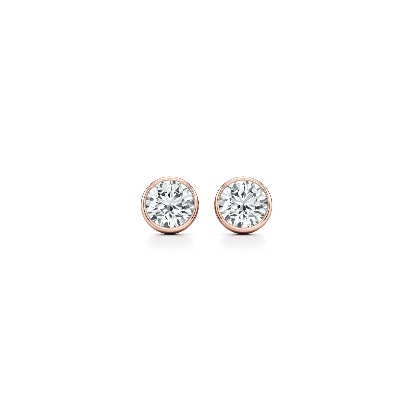 Bezel Set Lab Diamond Round Brilliant Studs - view 7