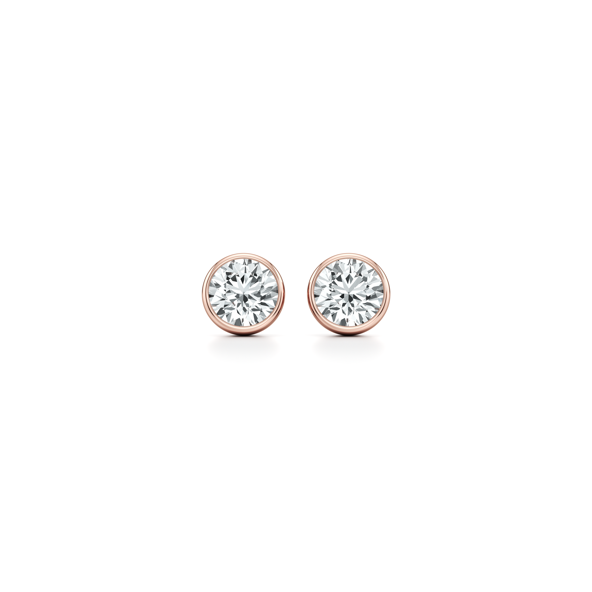 Bezel Set Lab Diamond Round Brilliant Studs - view 7