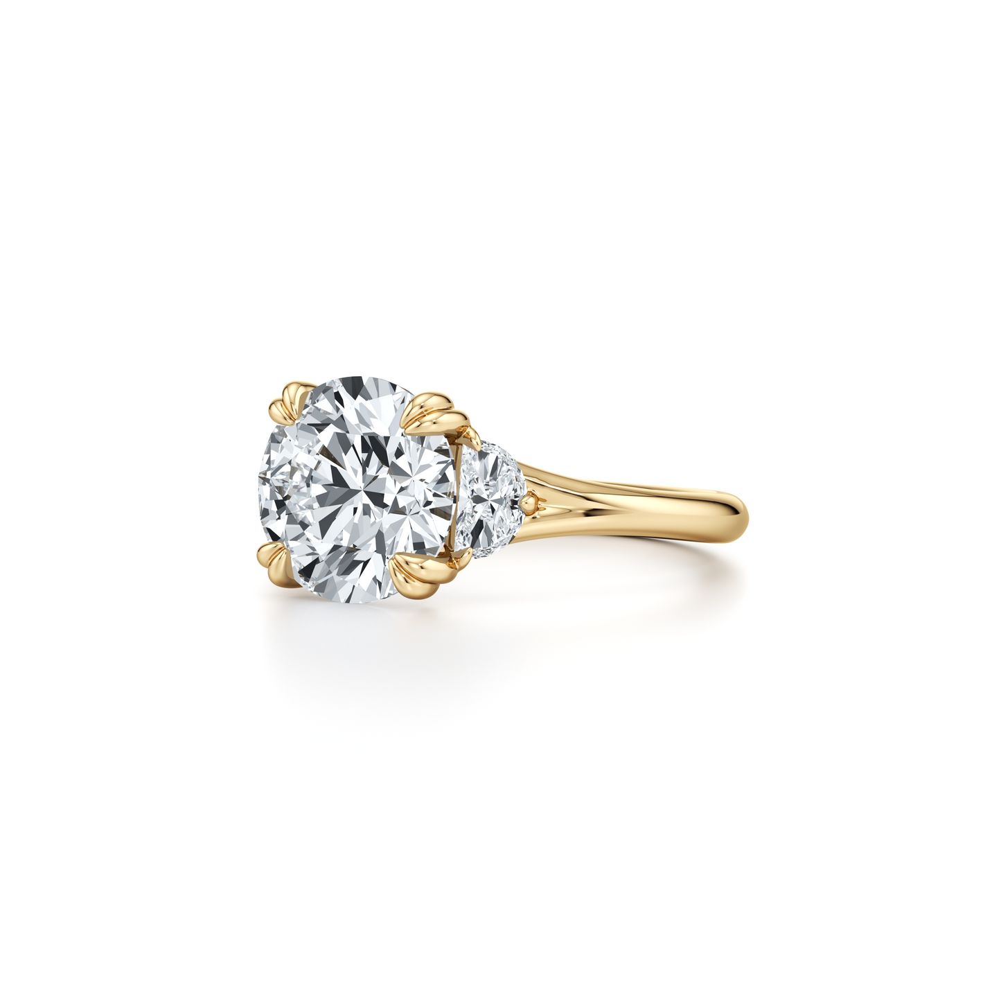 Jane Half Moon Cushion Three Stone Lab Diamond Engagement Ring - view 7