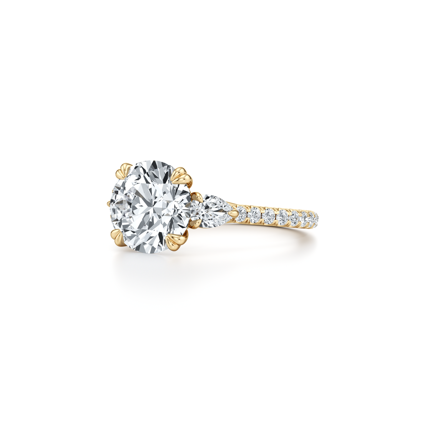 Elle Pear Pear Three Stone Lab Diamond Engagement Ring - view 6