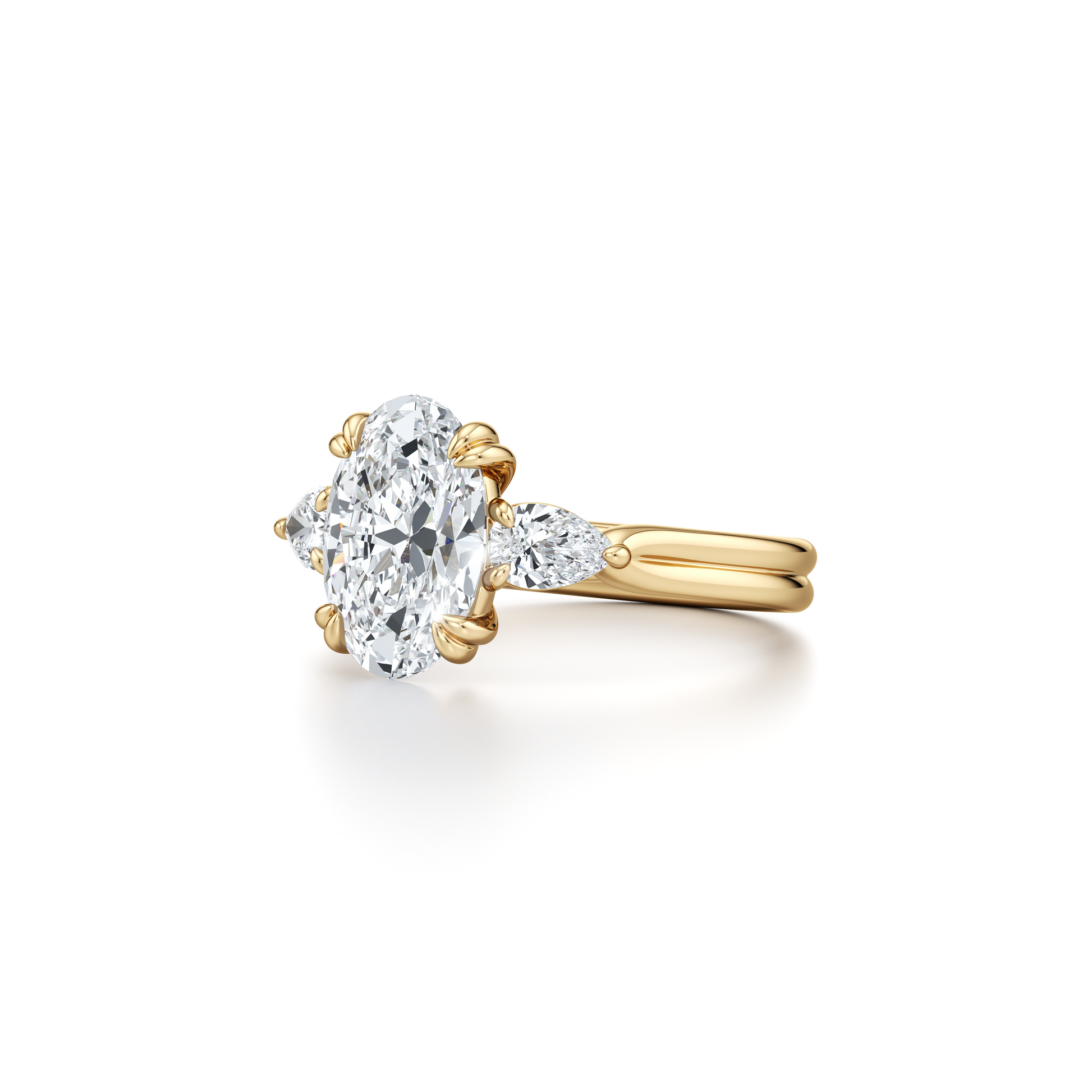 Elle Trapezoid Pear Three Stone Double Lab Diamond Engagement Ring - view 6