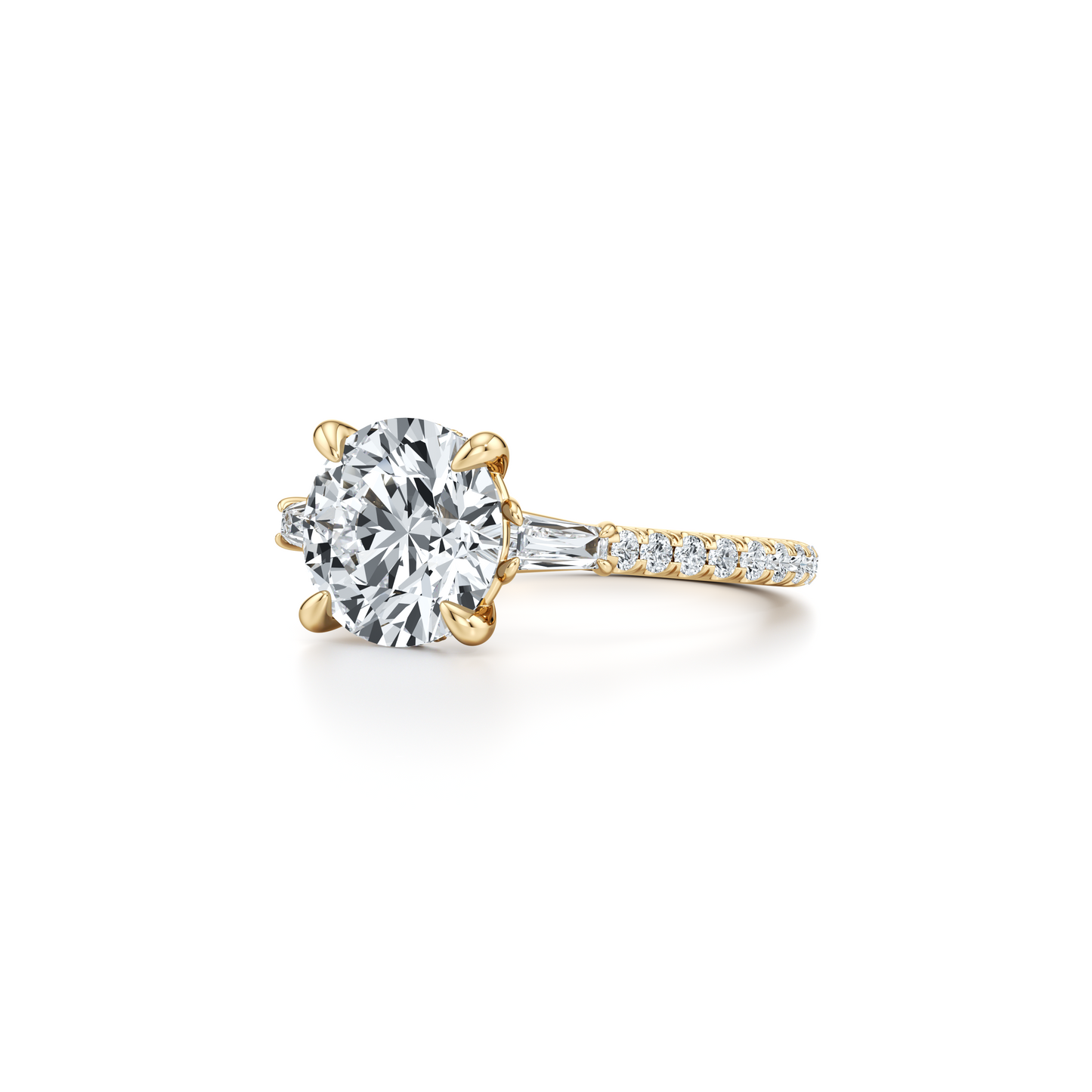Chelsea Baguette Pear Three Stone Lab Diamond Engagement Ring - view 6