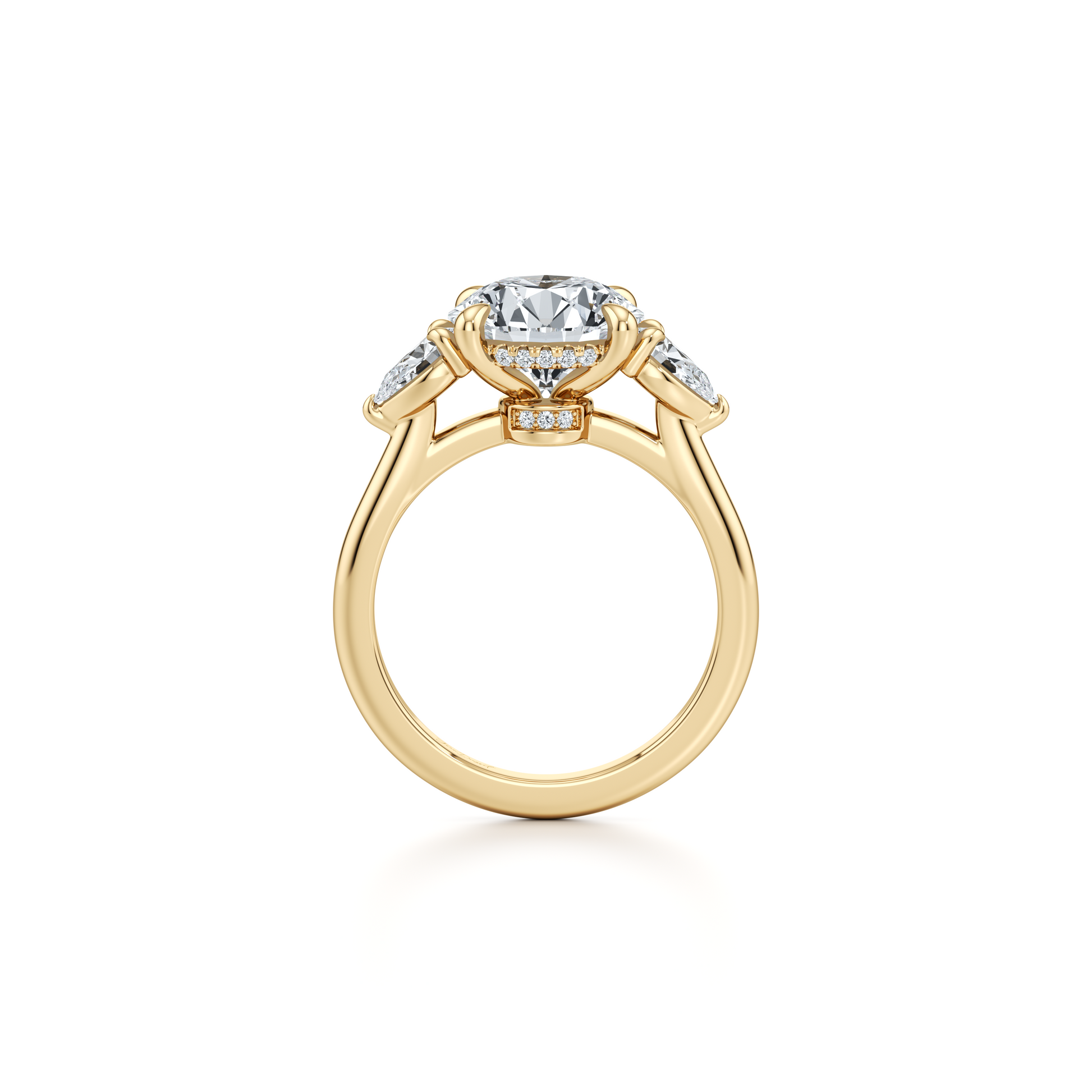 Chelsea Pear Radiant Three Stone Lab Diamond Engagement Ring - view 7
